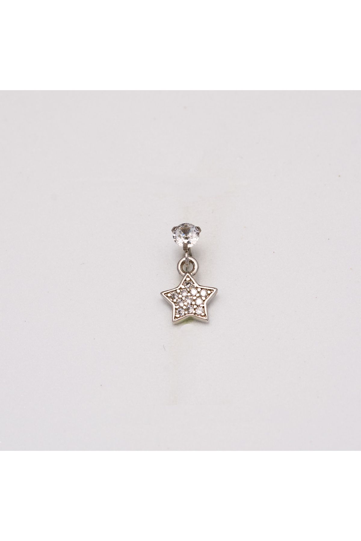 Piercing by Sever SALLANTILI YILDIZ ÇELİK PIERCING… GÜMÜŞ/SILVER RENKLİ ve ŞEFFAF TAŞLI (TARGUS HELIX CONCH FLAT)