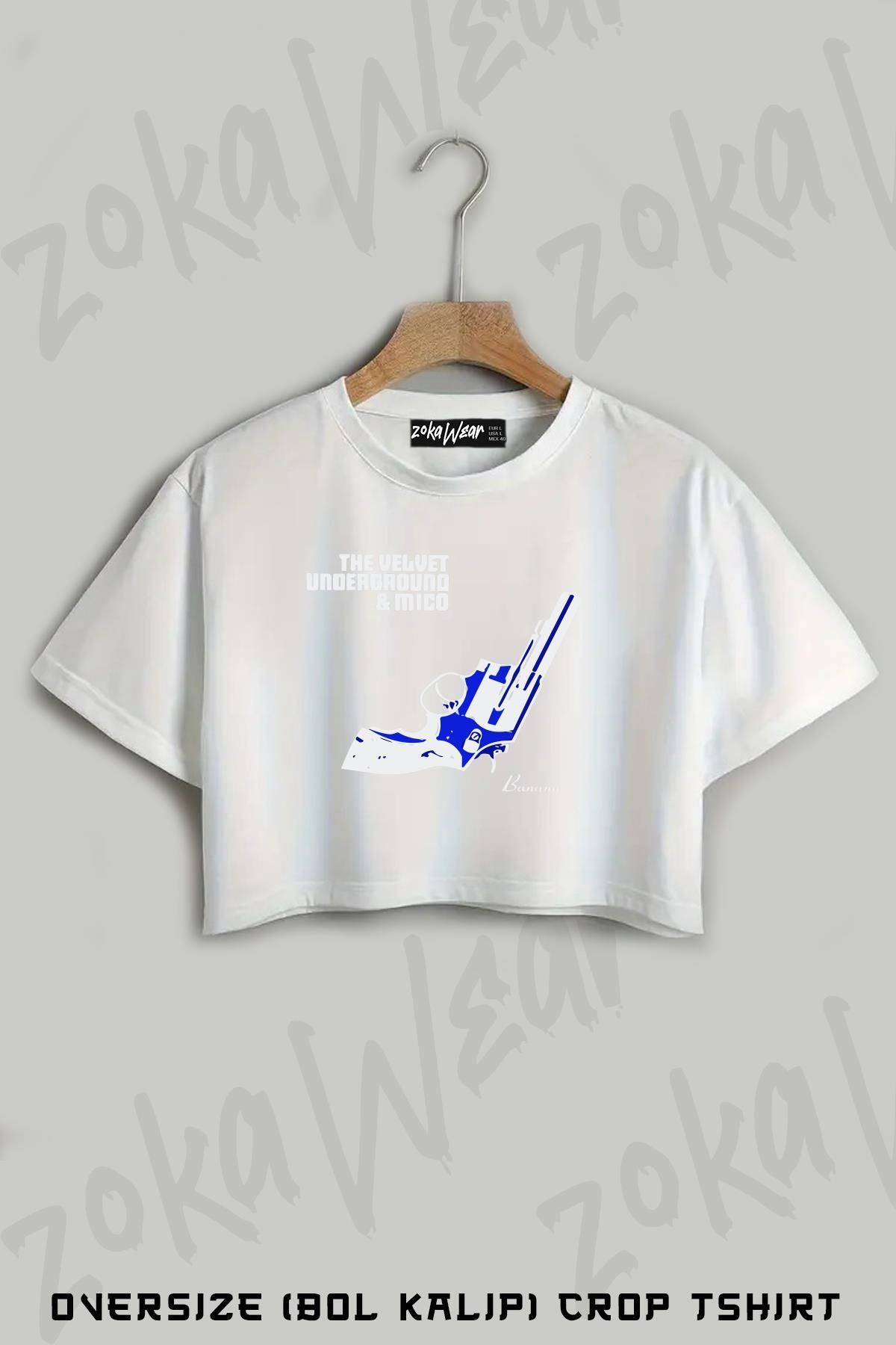 ZOKAWEAR The Velvet Underground Baskılı Oversize Crop T-Shirt