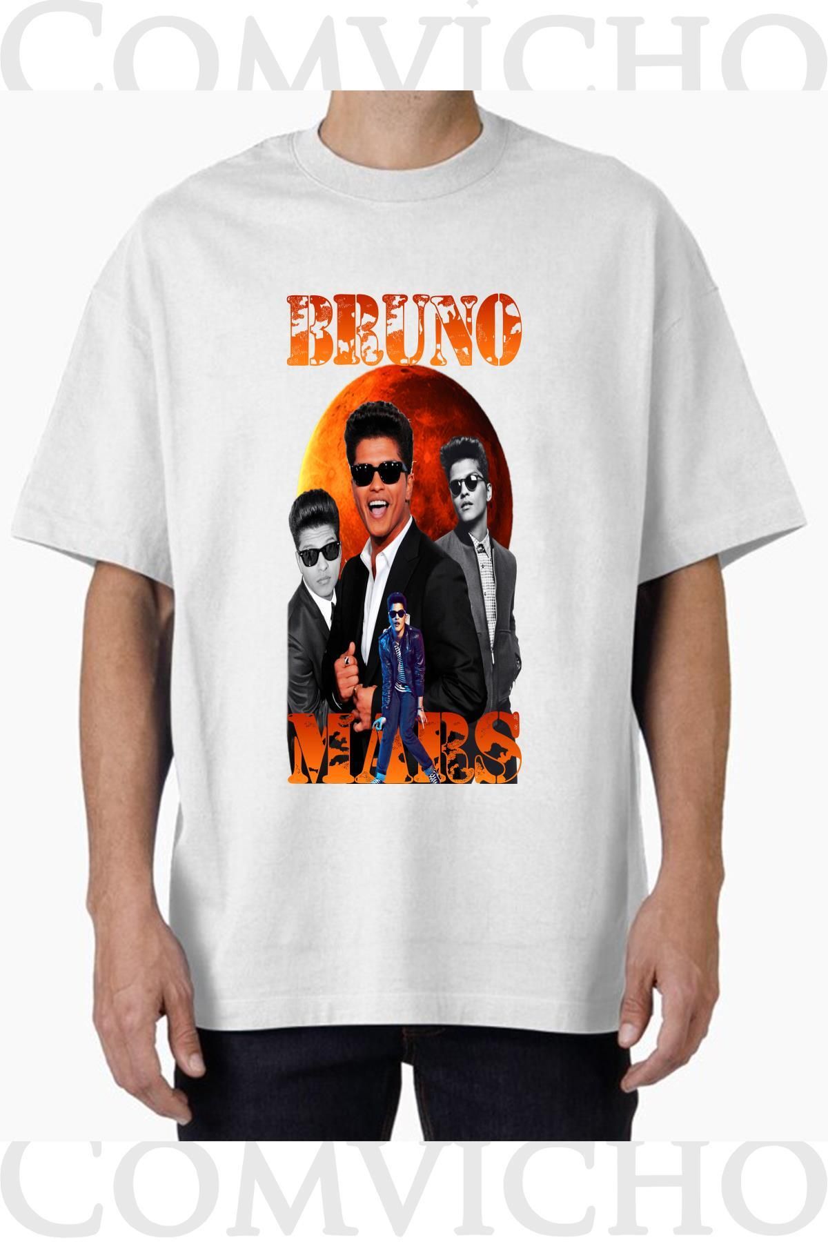 COMVİCHO Unisex bruno mars v1 Tasarım Baskılı Oversize Tişört