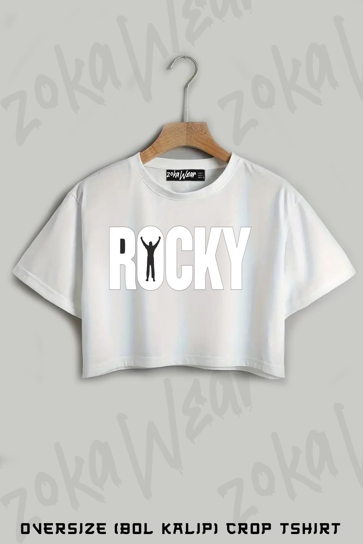 ZOKAWEAR rocky2 Baskılı Oversize Crop T-Shirt