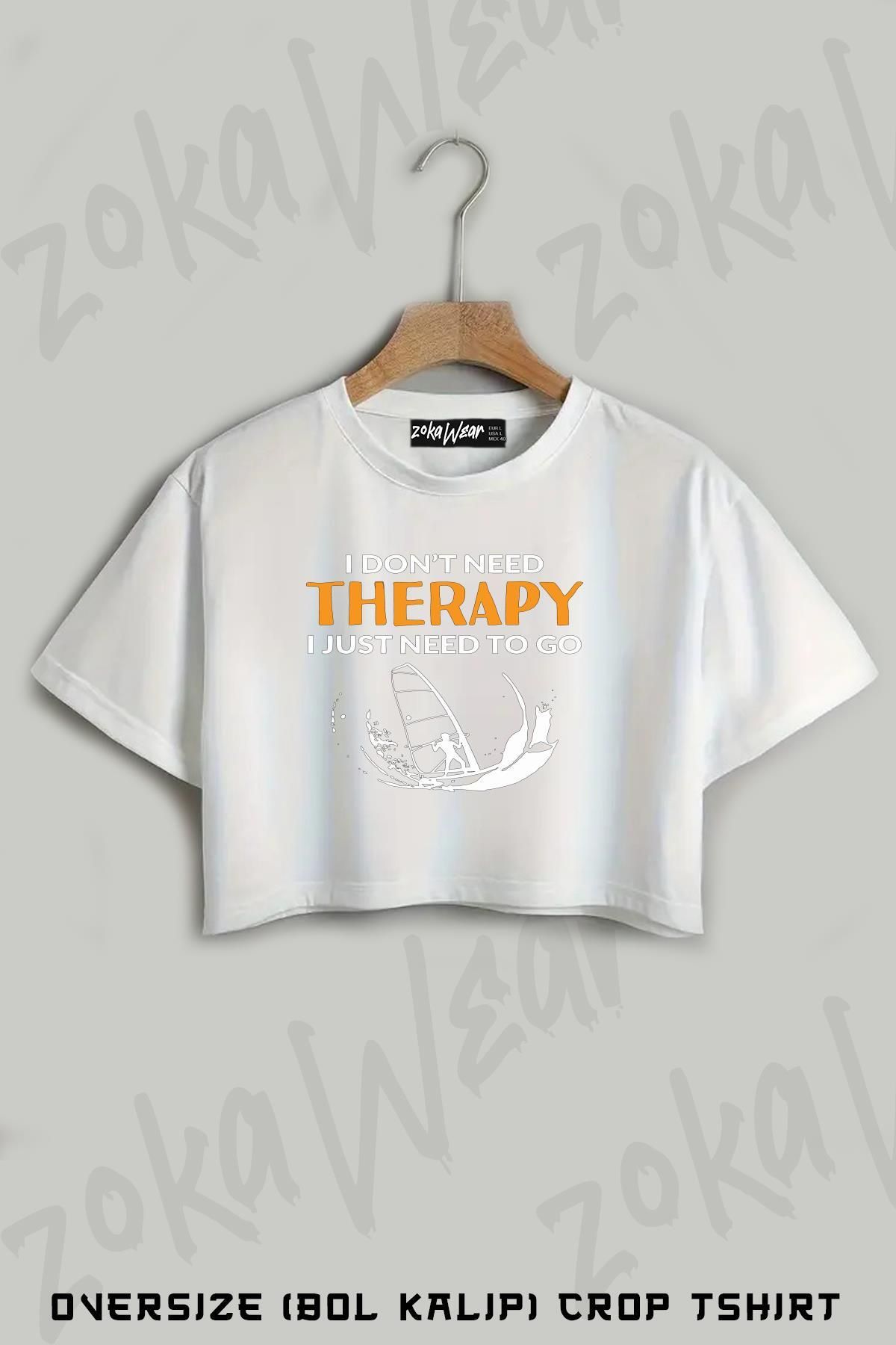ZOKAWEAR Rüzgar Sörfü Windsurf 4 Baskılı Oversize Crop T-Shirt