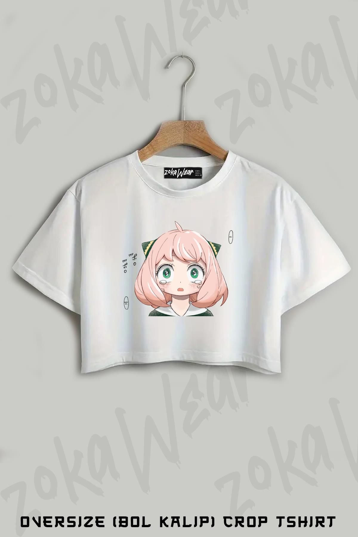 ZOKAWEAR Spy X Family Anya Forger 2 Baskılı Oversize Crop T-Shirt