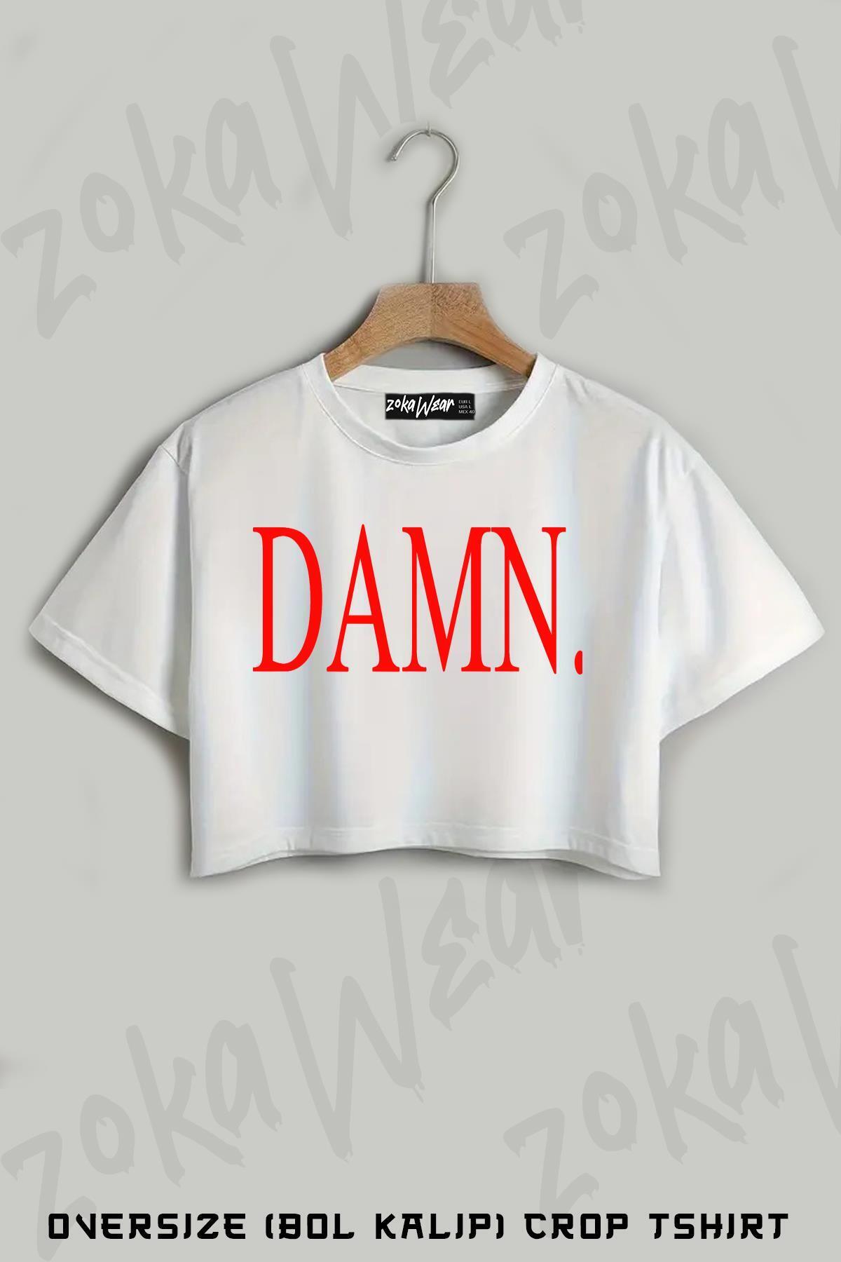 ZOKAWEAR Kendrick Lamar DAMN Baskılı Oversize Crop T-Shirt