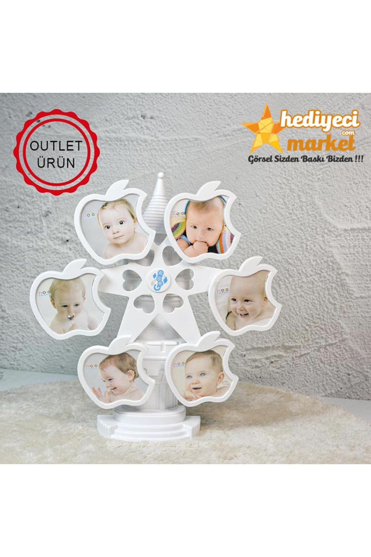 Hediyeci Market Müzikli Dönen Elma Fotoğraf Çerçevesi || OUTLET