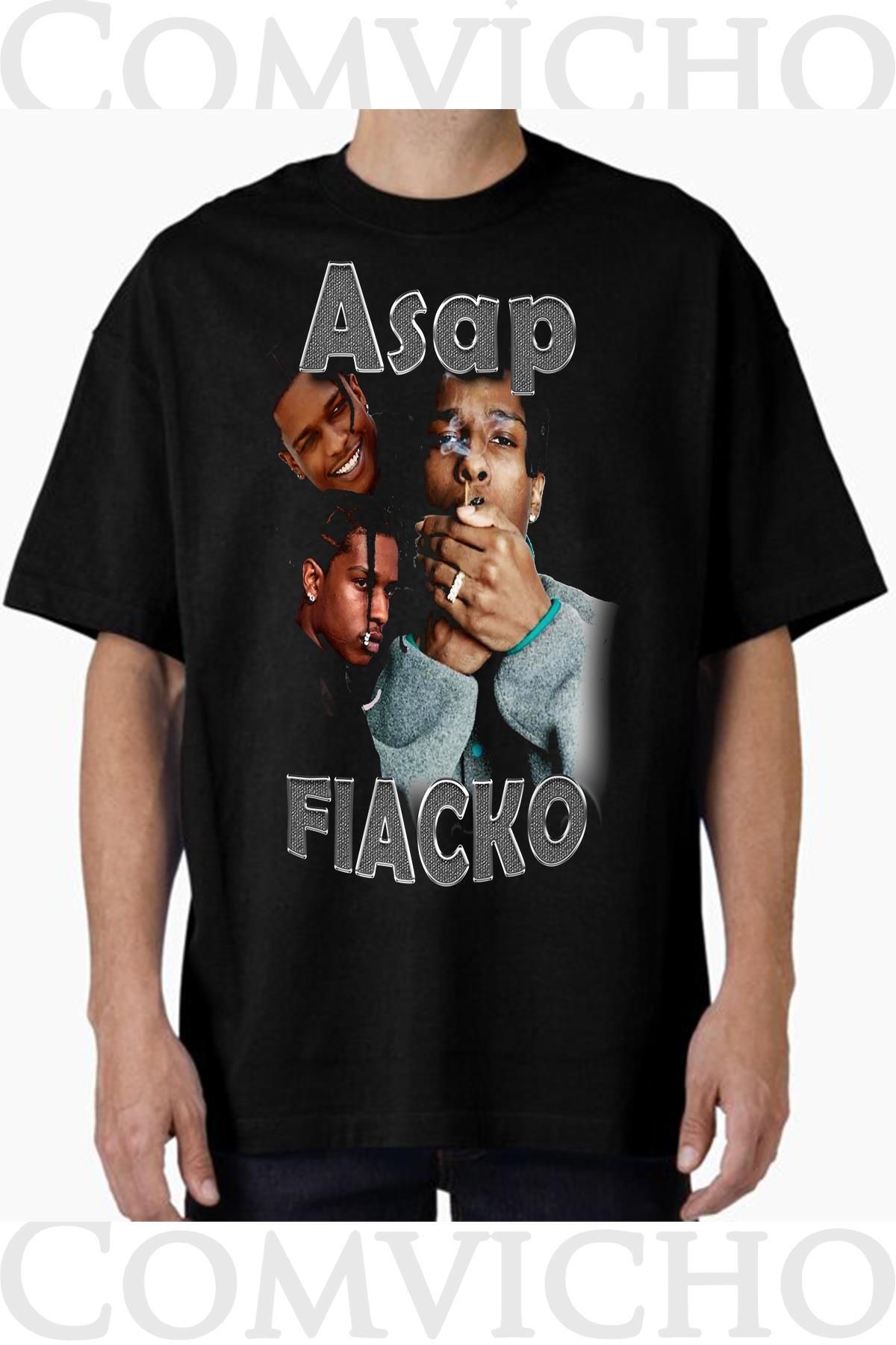 COMVİCHO Unisex asap rocky v8 Tasarım Baskılı Oversize Tişört