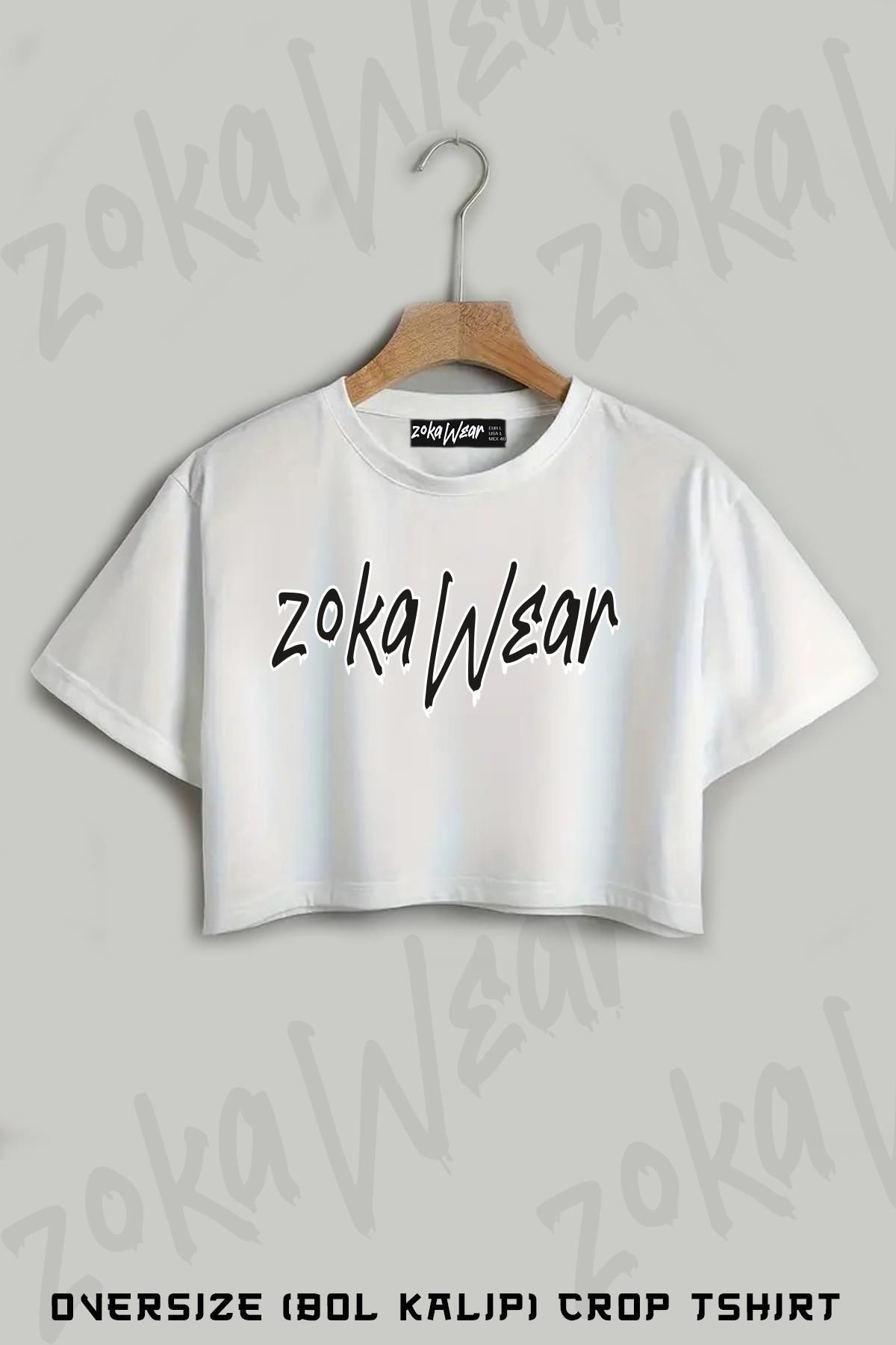 ZOKAWEAR Zoka Logo Baskılı Oversize Crop T-Shirt