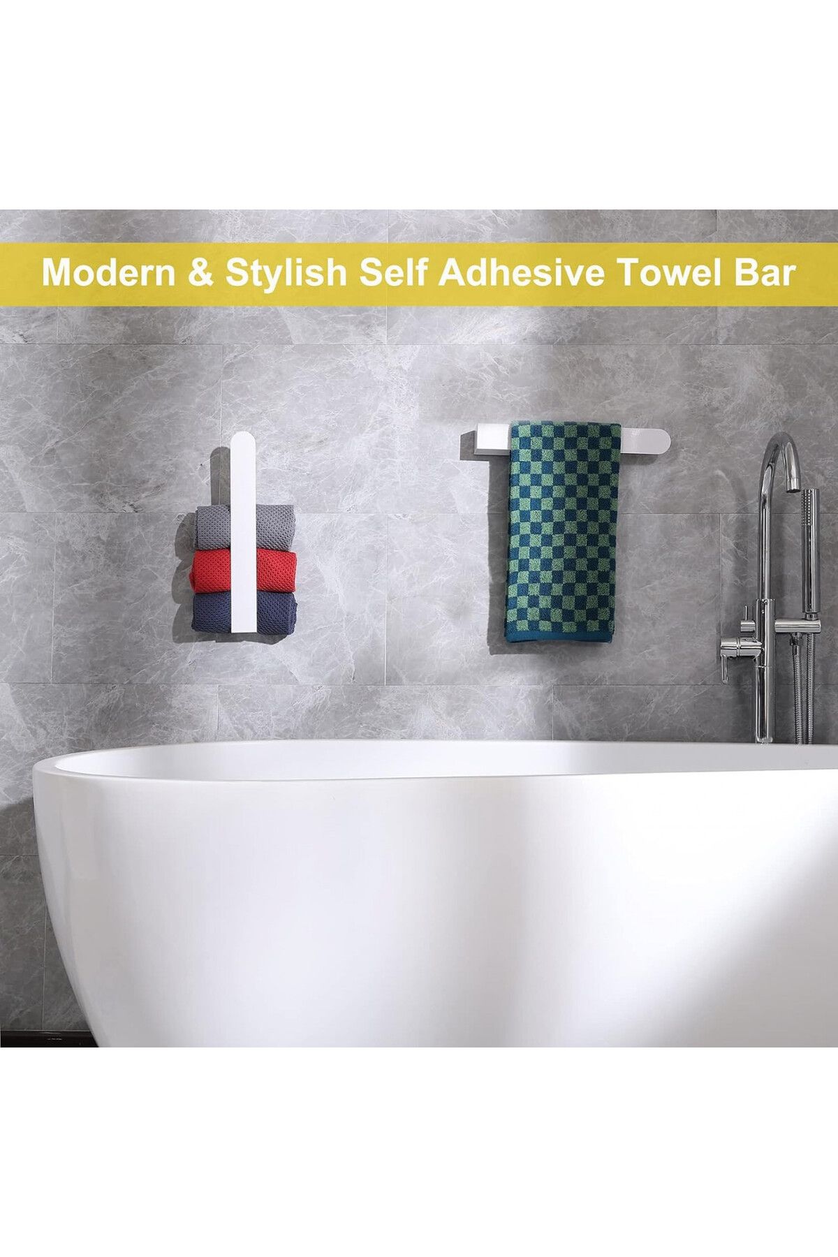 TOWEL-Suport bară, oțel inoxidabil, alb, 35 cm 6