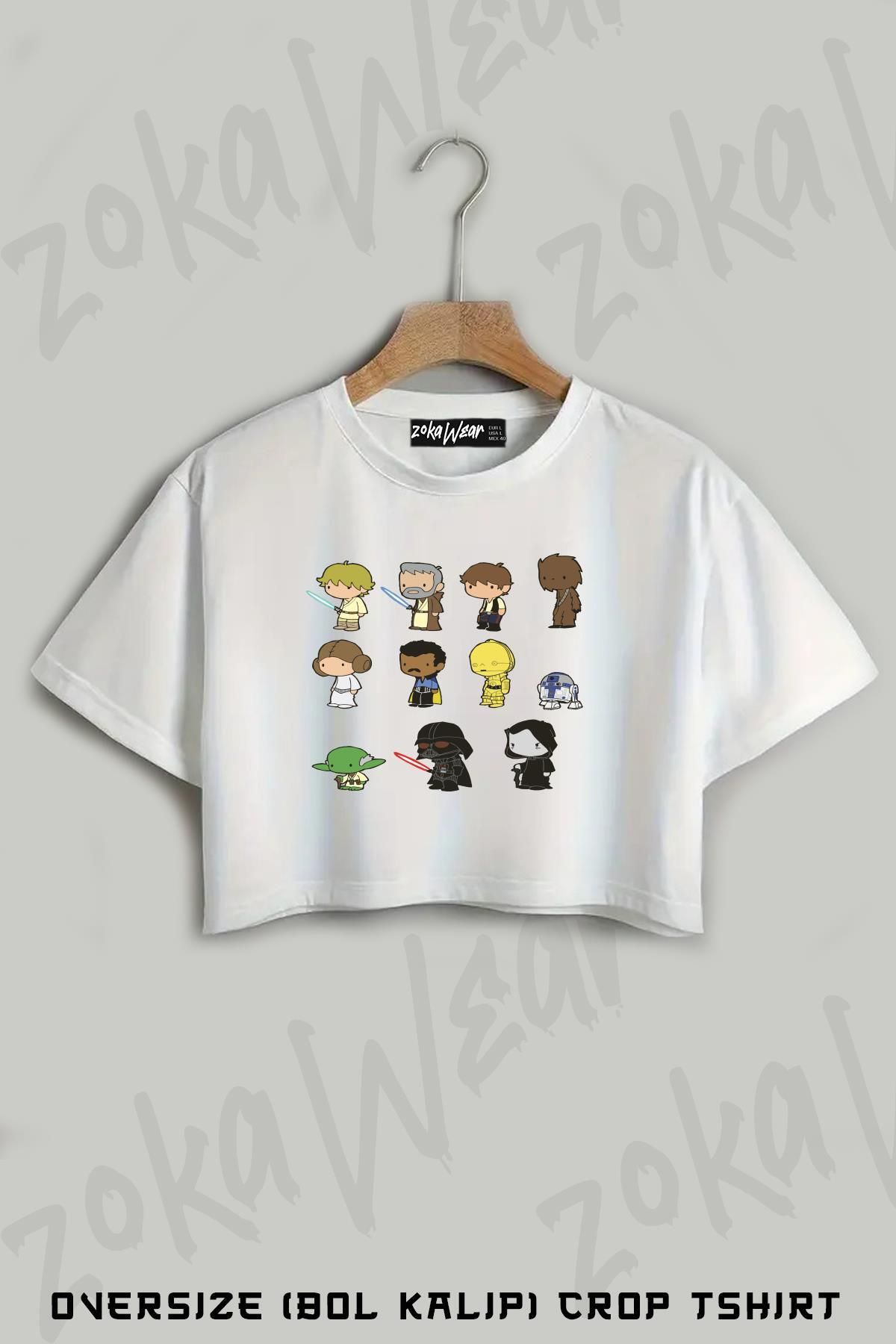 ZOKAWEAR Star Wars Baskılı Oversize Crop T-Shirt