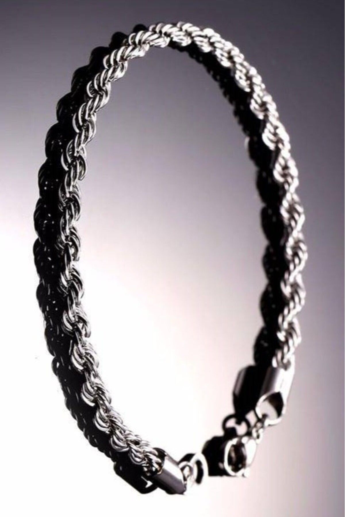 JEWELRY Halat Burgulu Erkek Paslanmaz Çelik Bileklik Künye Nck15