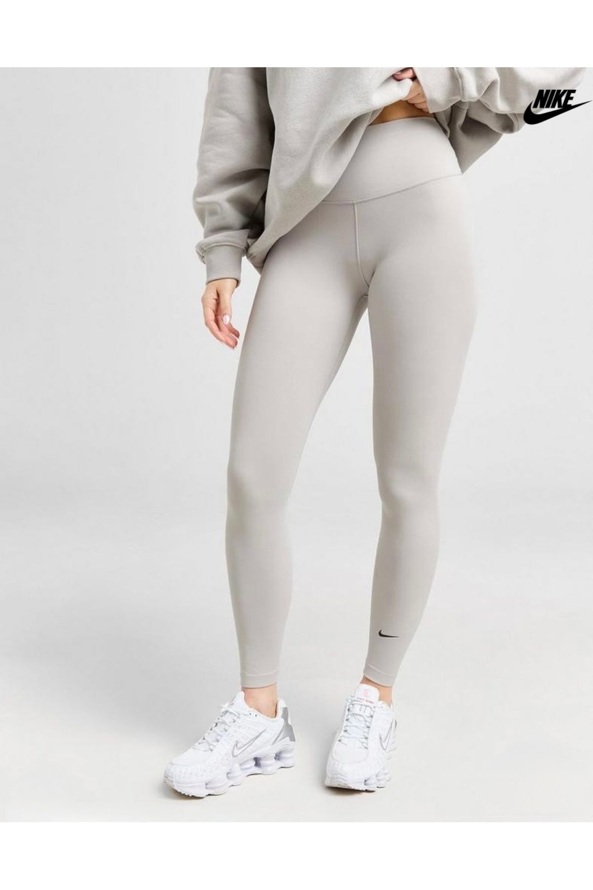 Nike One Women's High-Waisted Full-Length Leggings Krem Kadın Tayt