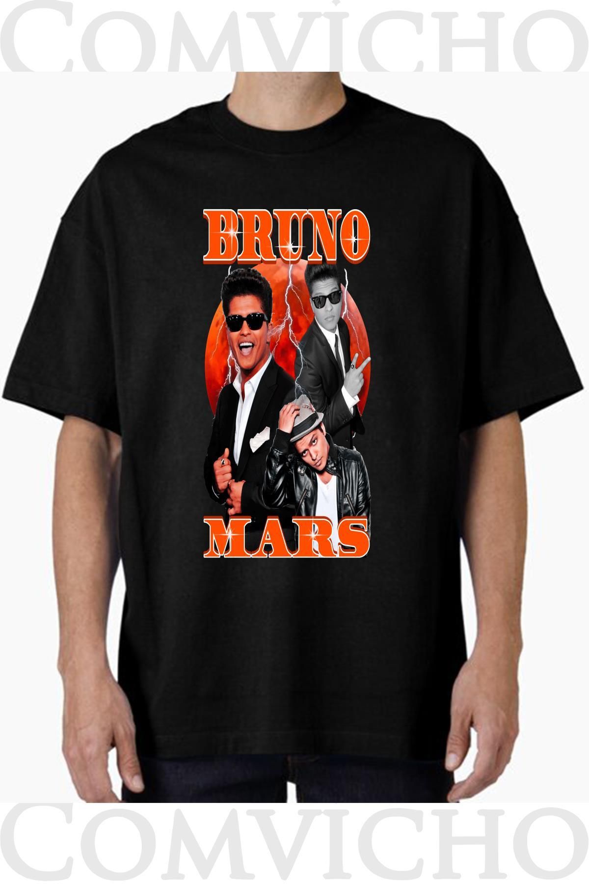 COMVİCHO Unisex bruno mars v2 Tasarım Baskılı Oversize Tişört