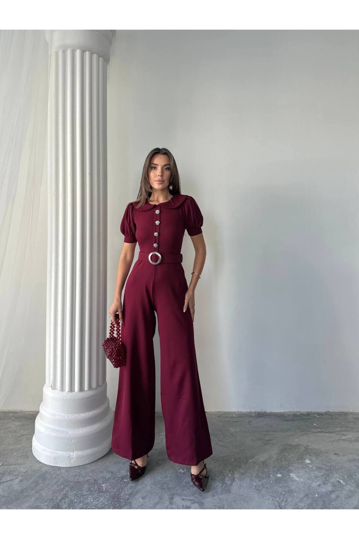 conconmoda Kadın Tasarım Kemerli Düğme Detaylı Alvin Tulum