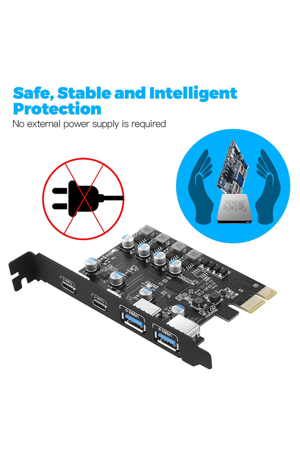 Choice-3a 1c Pcie Card Pci Express Card 2port Usba/ Usbc 5gbps Usb3.2 Gen1 Usb3.0 Pcie Card Expansion Add 4