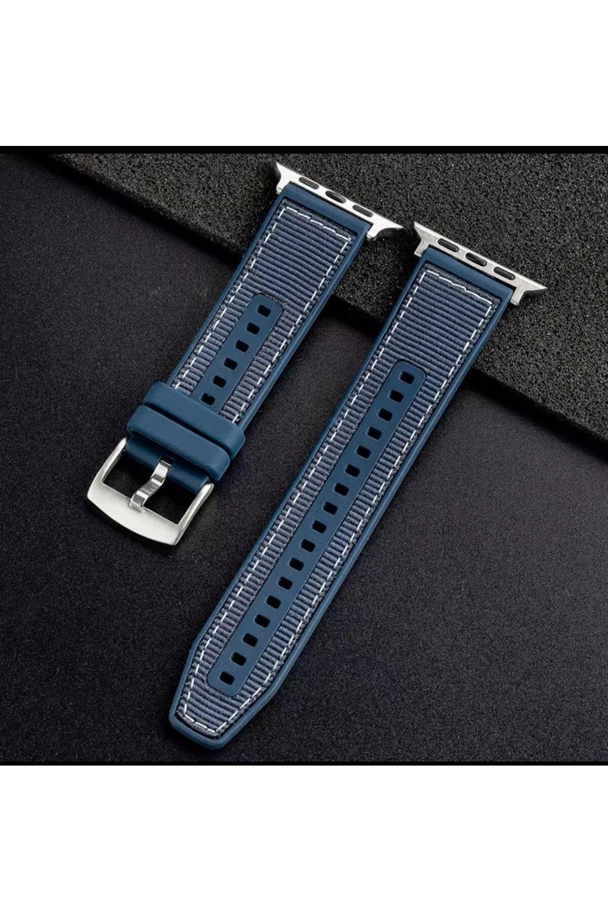 Mi7a Apple watch 38/40mm Dikiş Desenli Dokuma Silikon Kordon