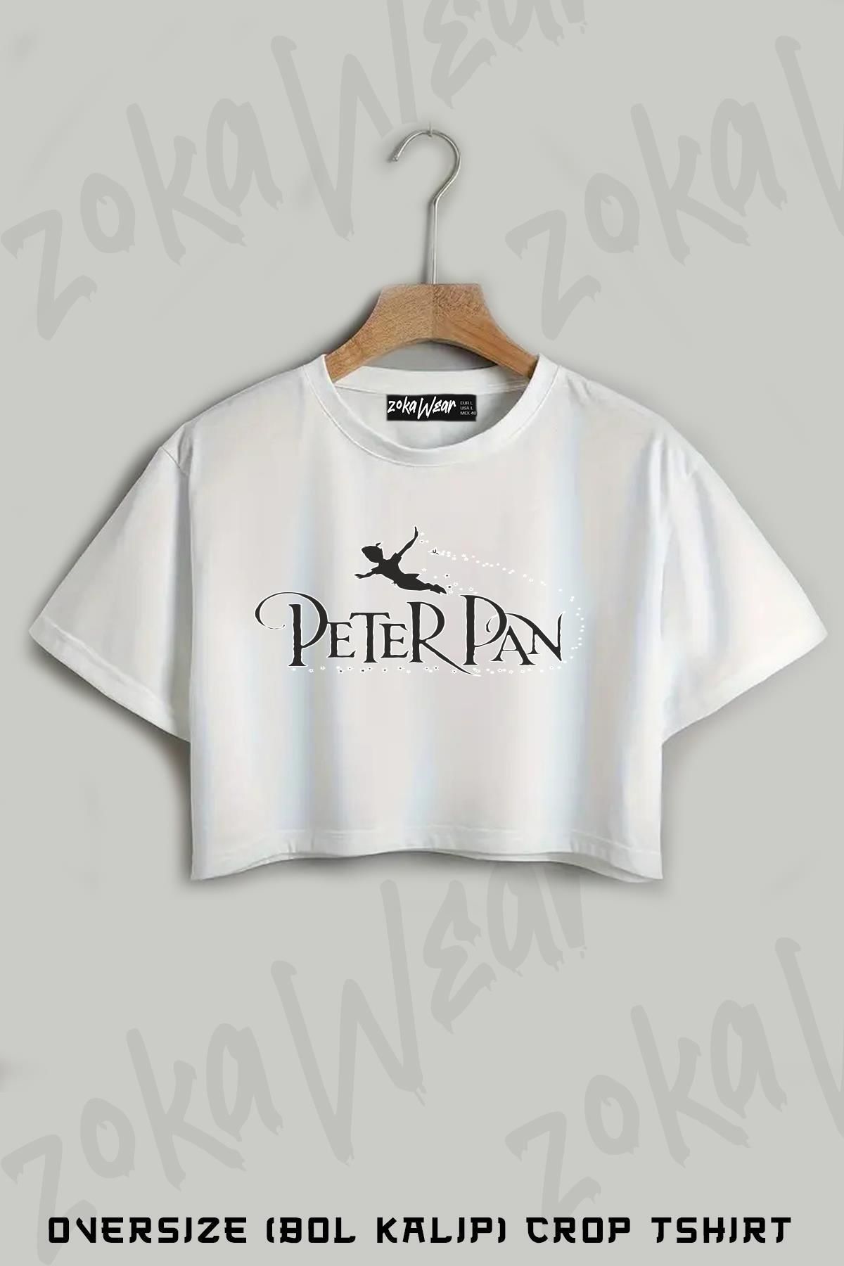 ZOKAWEAR Peter Pan Baskılı Oversize Crop T-Shirt