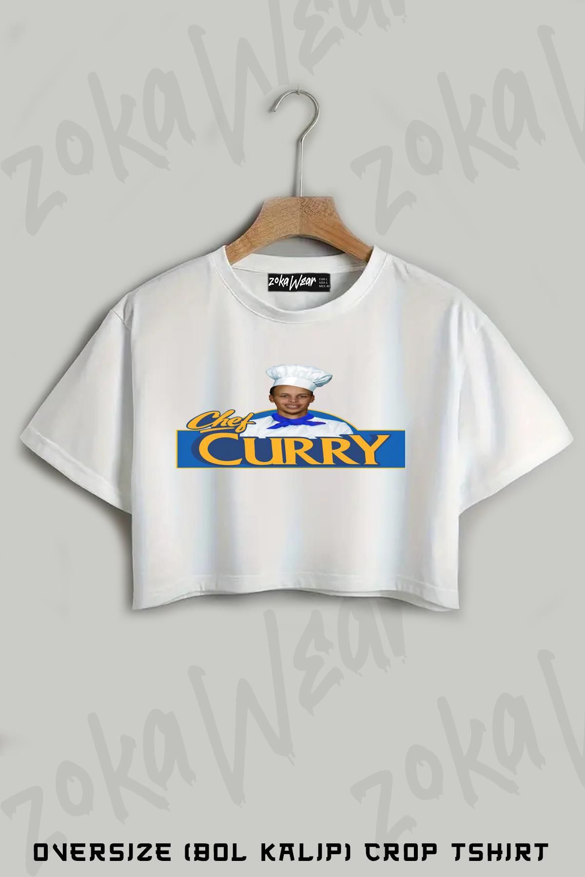 ZOKAWEAR Chef Curry Baskılı Oversize Crop T-Shirt