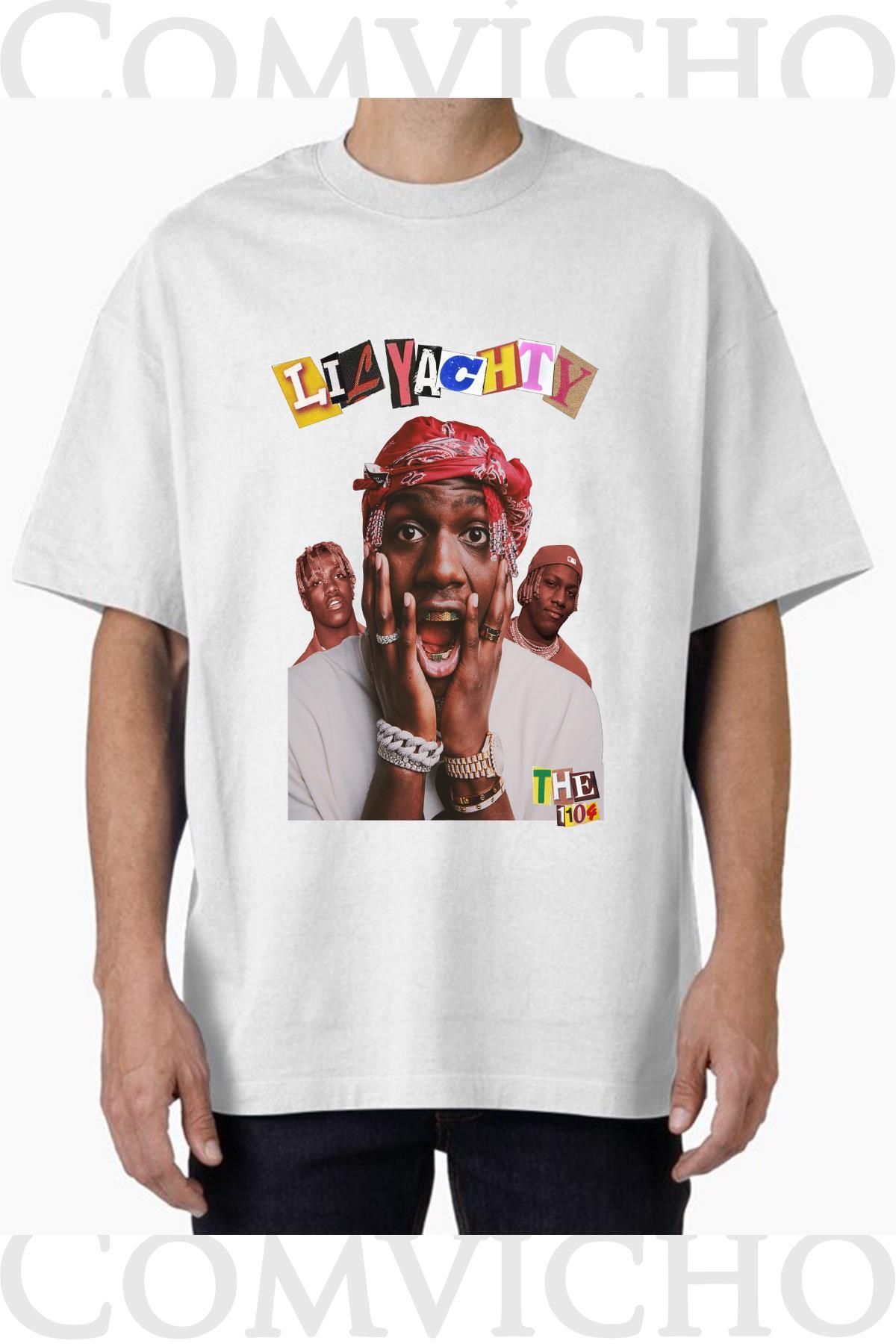 COMVİCHO Unisex lıl yachty v2 Tasarım Baskılı Oversize Tişört