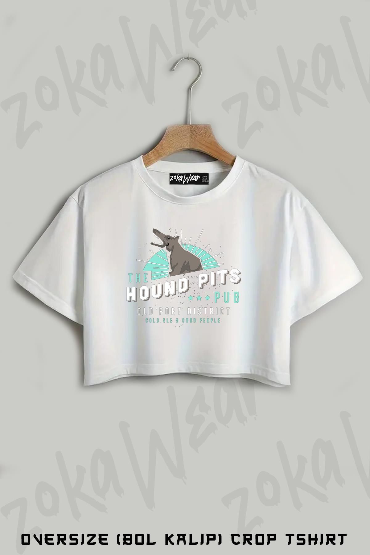 ZOKAWEAR Dishonored The Hound Pits Pub Baskılı Oversize Crop T-Shirt