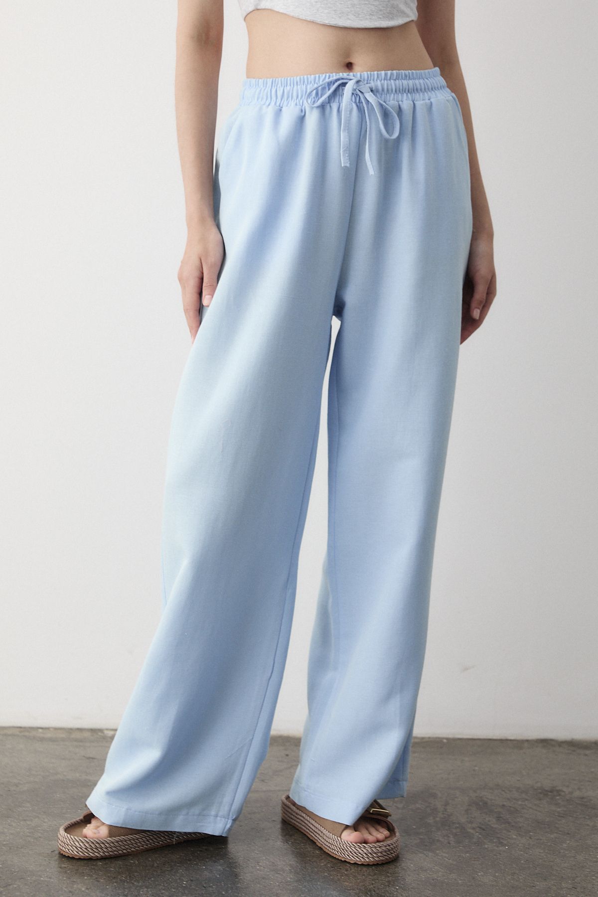 Laluvia-Pantaloni albaștri cu talie elastică - 2813 6