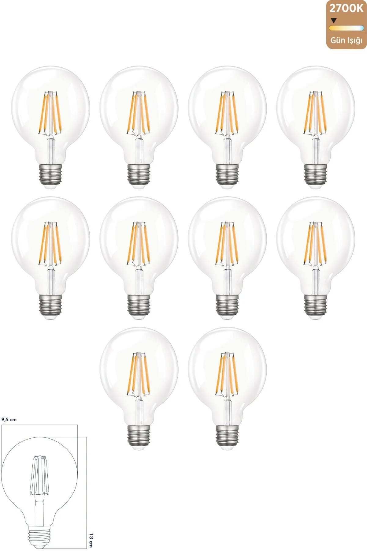 Heka Rustik Led Ampul E27 G95 6W 2700K Gün Işığı ERD-88