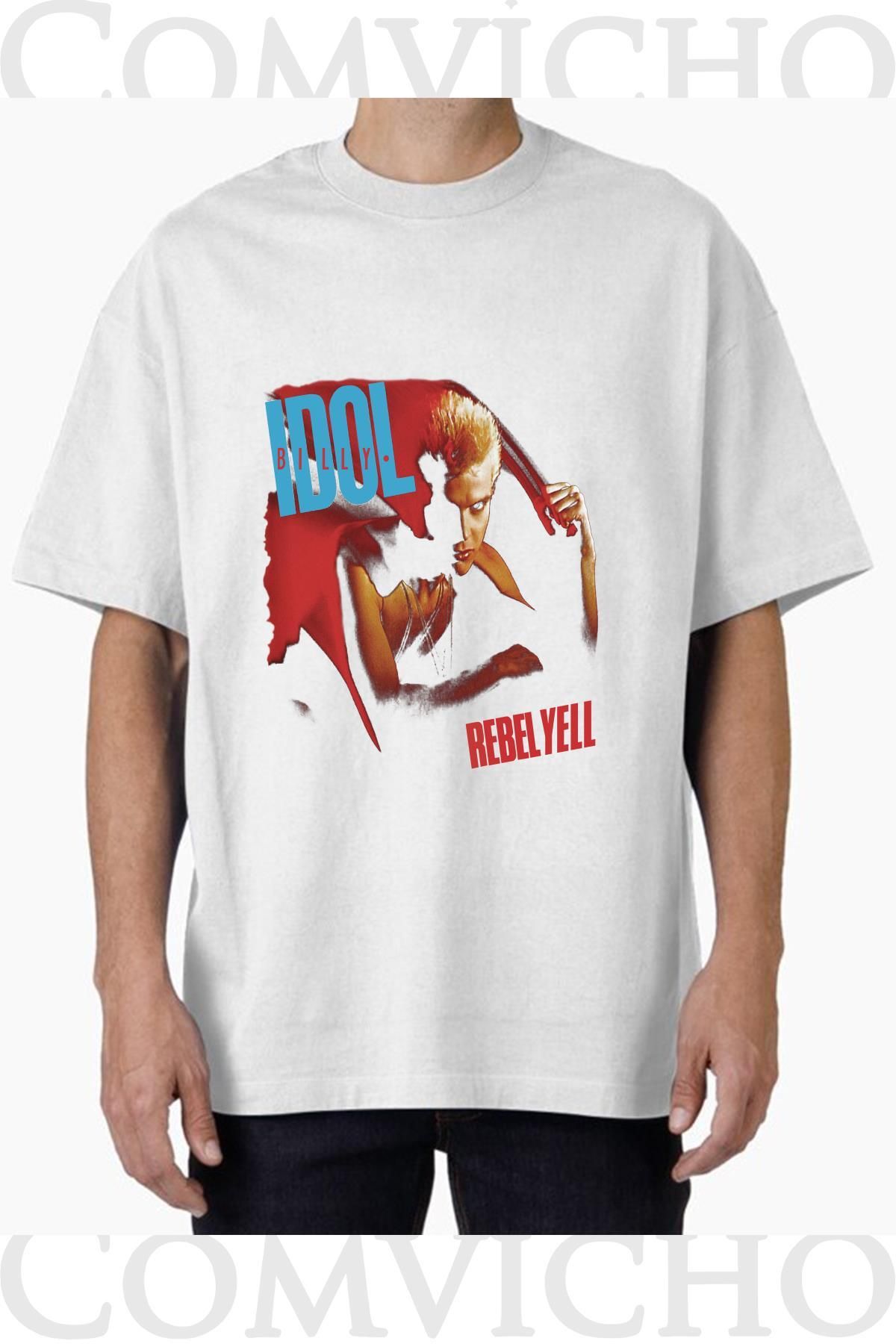 COMVİCHO Unisex rebell yell v1 Tasarım Baskılı Oversize Tişört