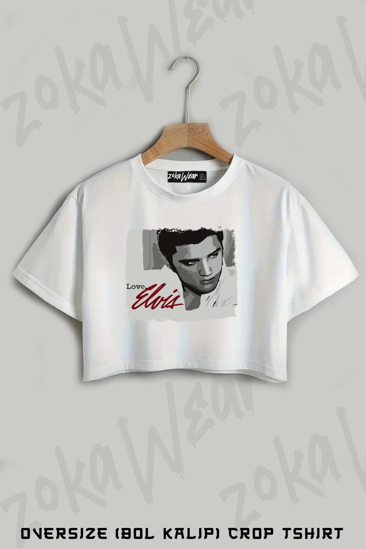 ZOKAWEAR Elvis Presley v3 Baskılı Oversize Crop T-Shirt