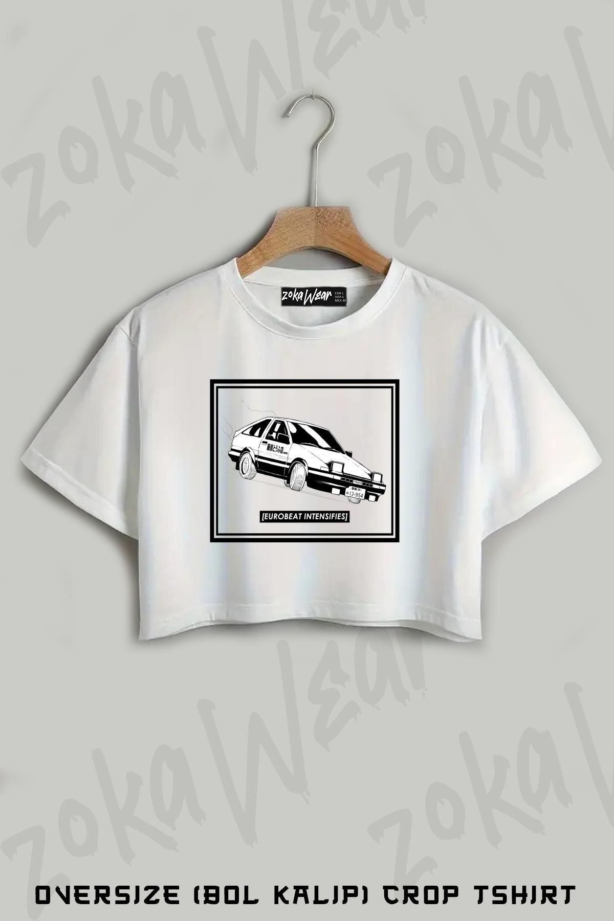 ZOKAWEAR Ae86 Kansei Dorifto Initial D Car Baskılı Oversize Crop T-Shirt
