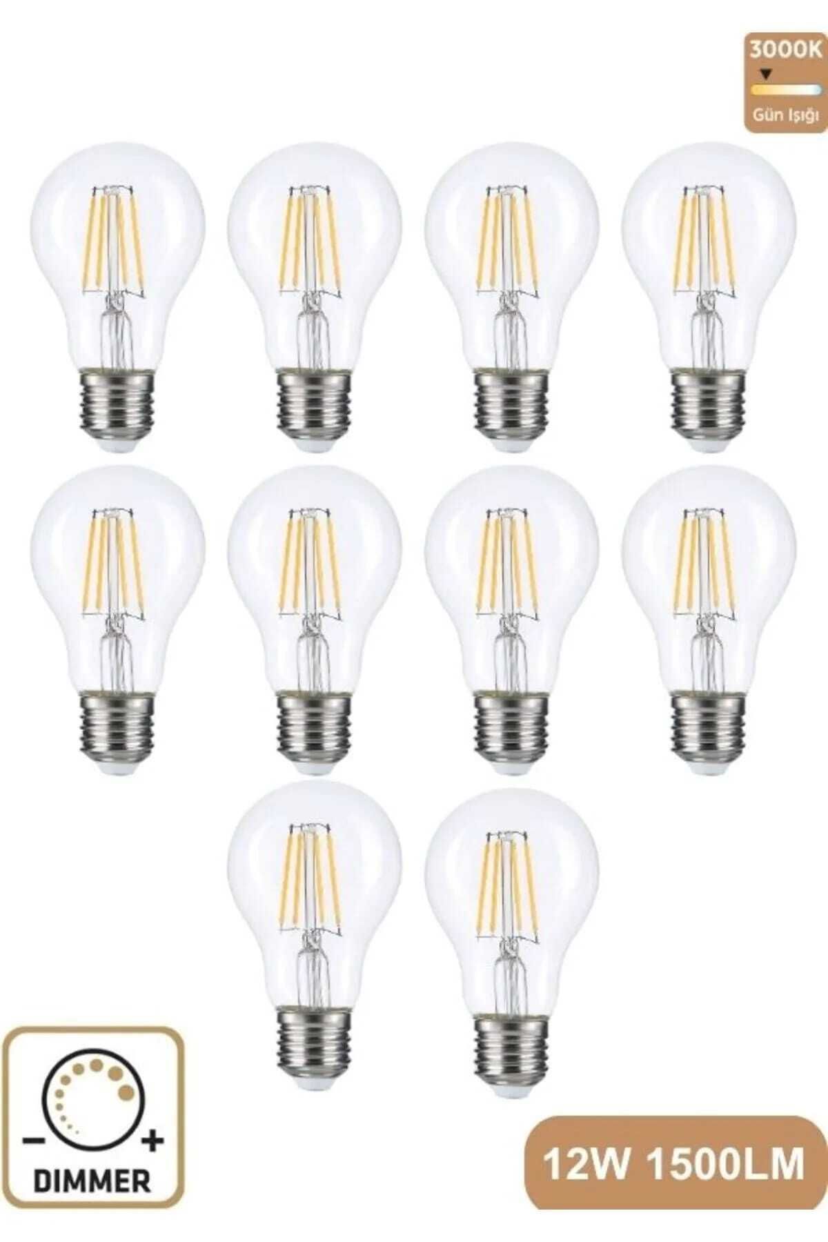 Heka A60 Şeffaf 12W 3000K E27 Günışığı LED Dimmerli Ampul Erd-304