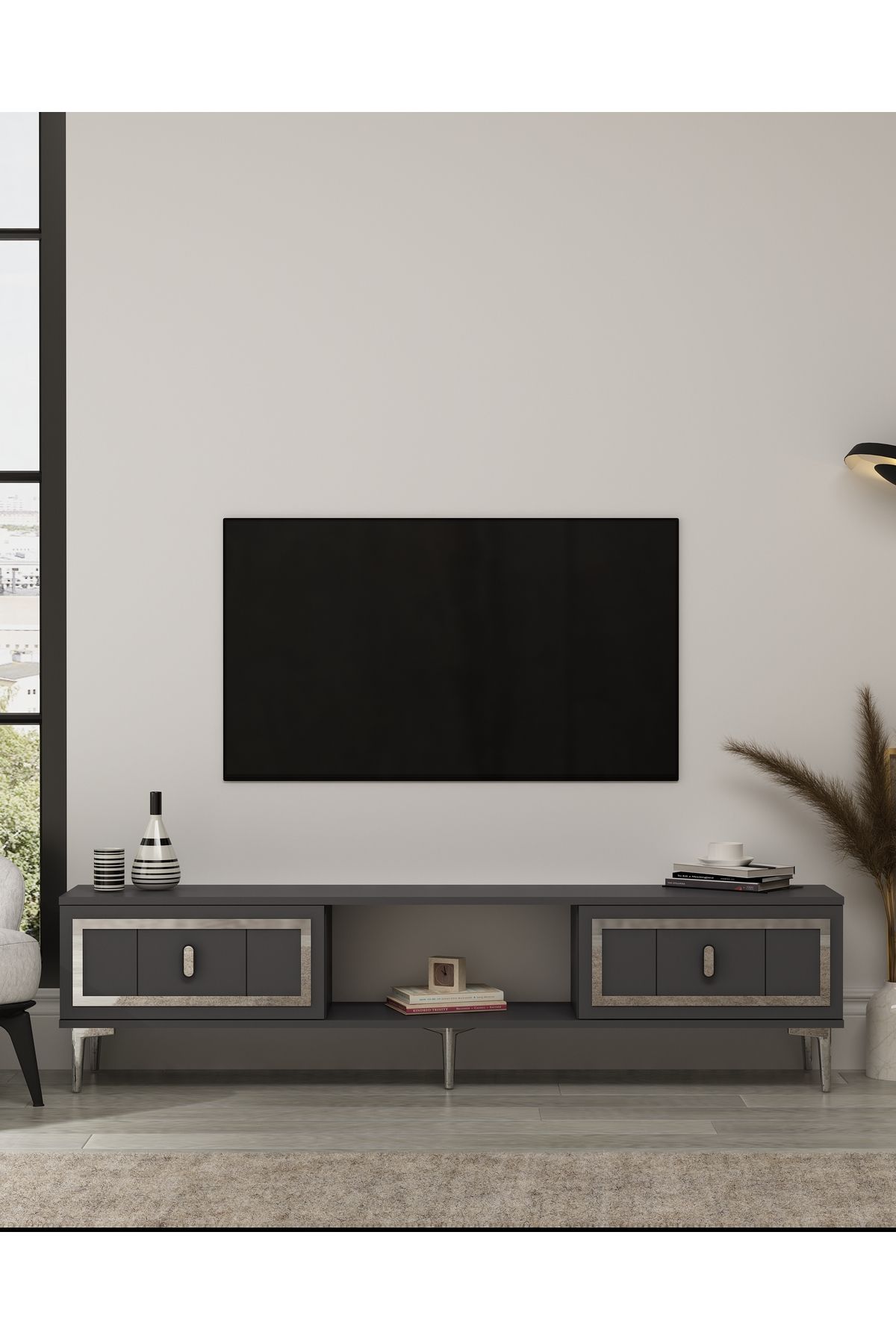 DemonteHome ORİONDH TV SEHPASI (ALT MODÜL) ANTRASİT-GÜMÜŞ