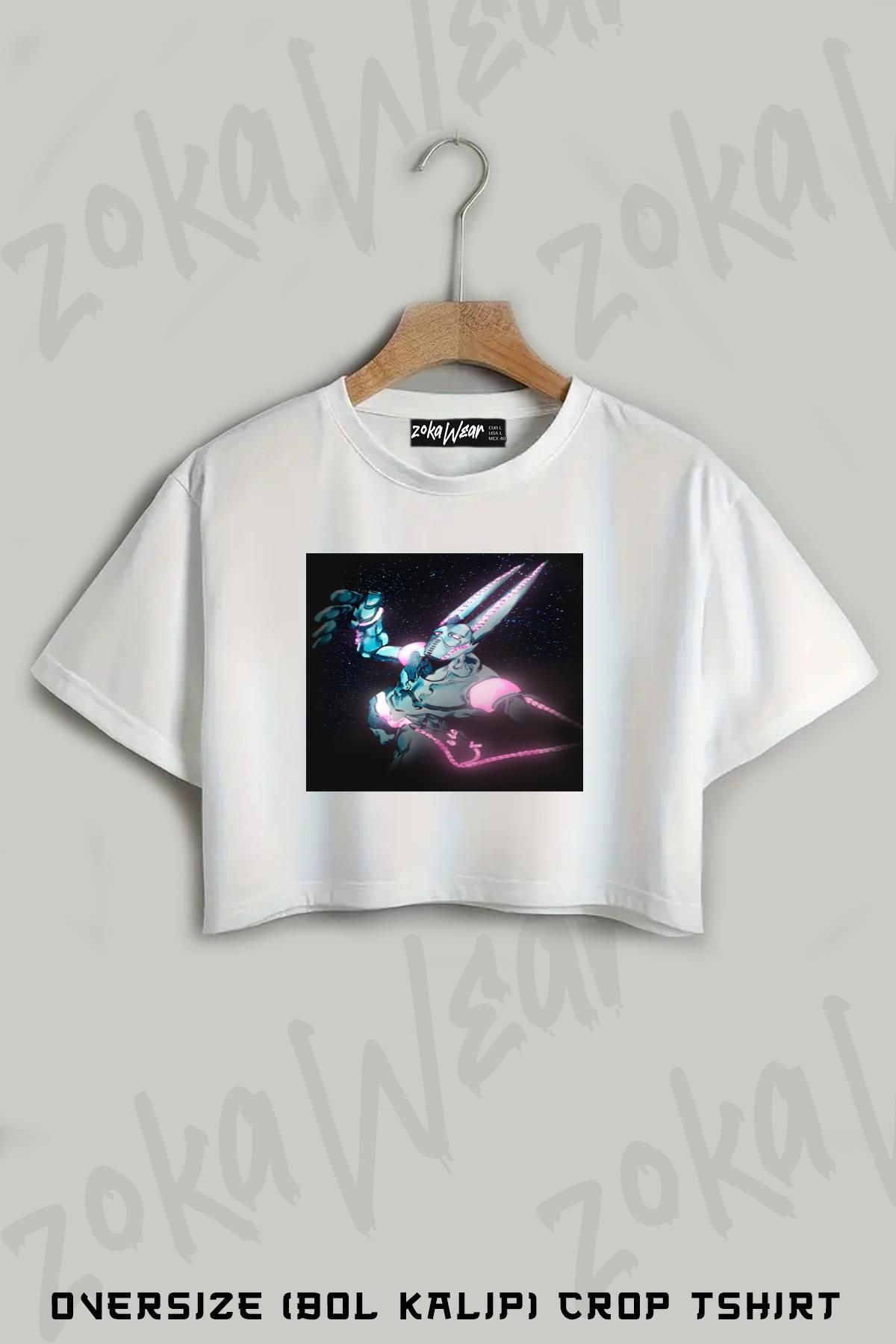 ZOKAWEAR D4C JOJO Baskılı Oversize Crop T-Shirt