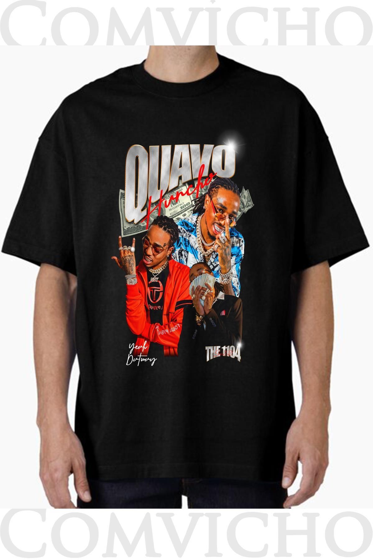 COMVİCHO Unisex Quavo v2 Tasarım Baskılı Oversize Tişört