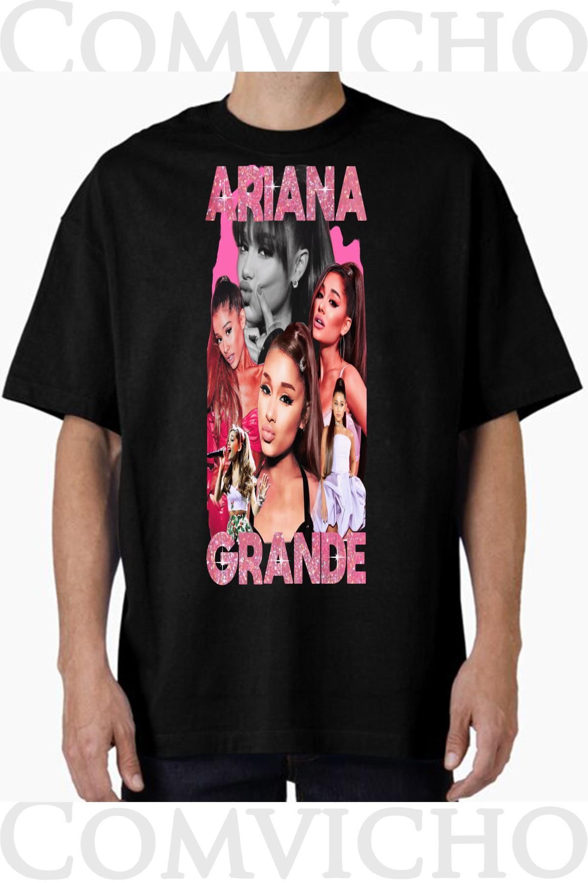 COMVİCHO Unisex arıana grande v2 Tasarım Baskılı Oversize Tişört