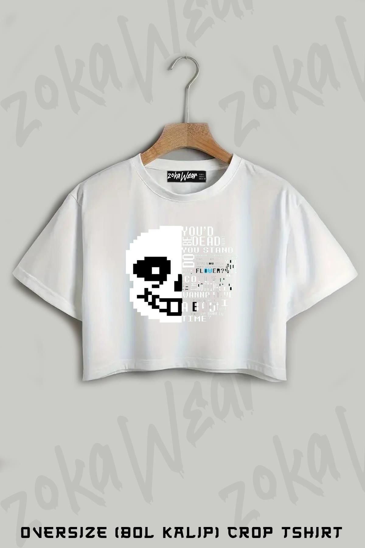 ZOKAWEAR Undertale Sans Baskılı Oversize Crop T-Shirt