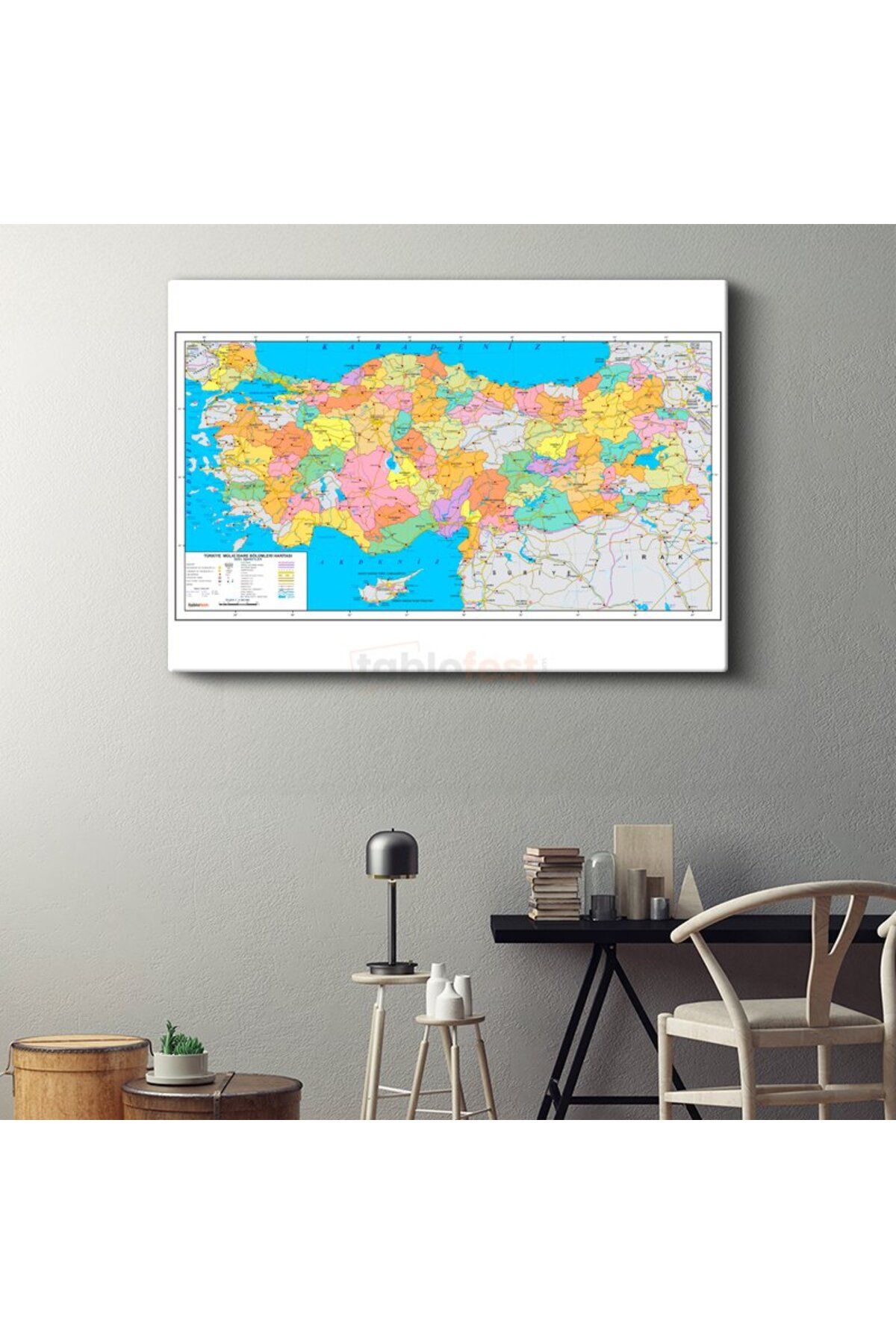 Tablofest Türkiye - Siyasi Haritası Kanvas Tablo