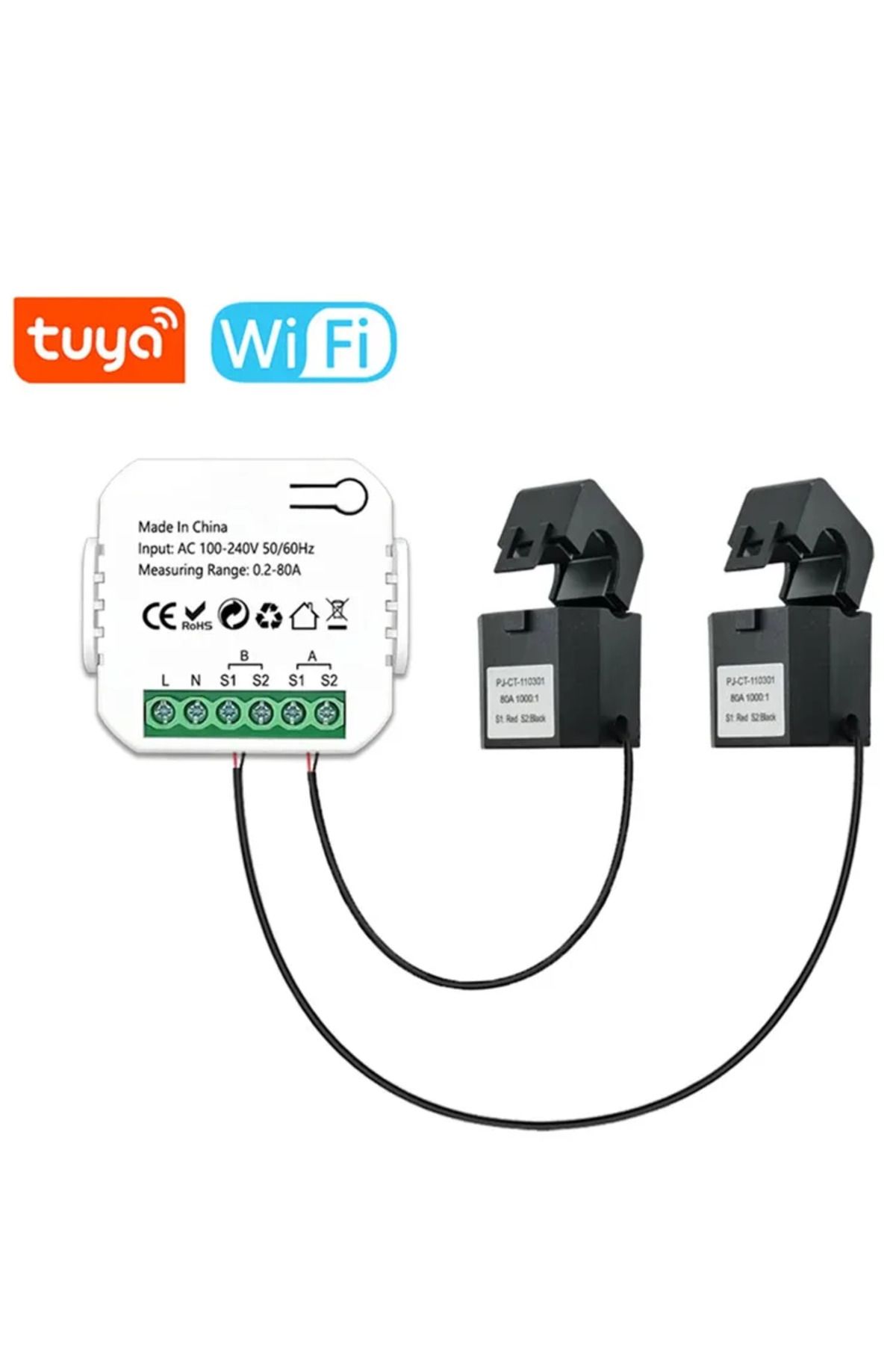 Vikefon-2CT 100A Wifi Tuya Intelligent Energy Meter Solar PV System Power Production Consumption Bidirection 7