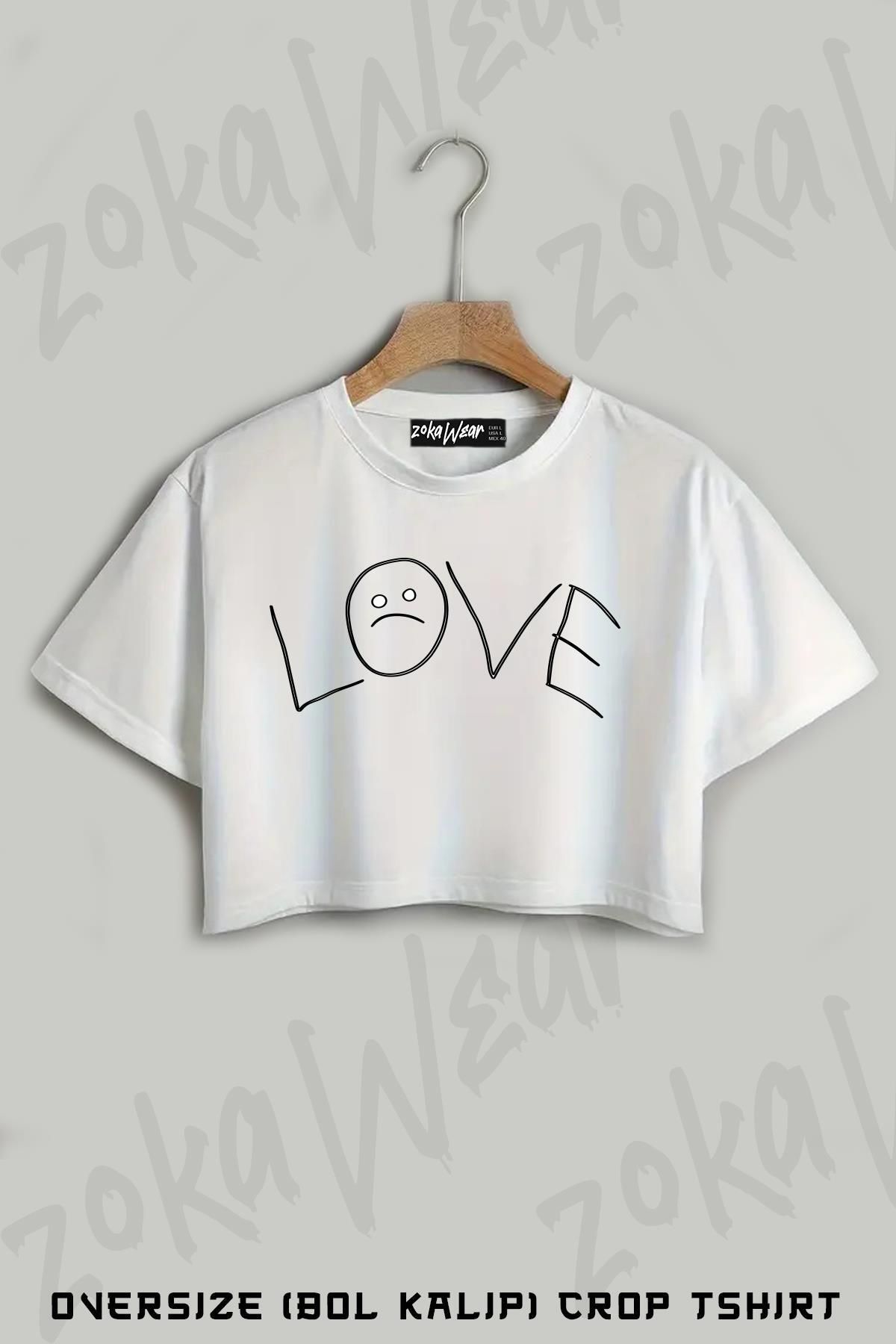 ZOKAWEAR Lil Peep Baskılı Oversize Crop T-Shirt