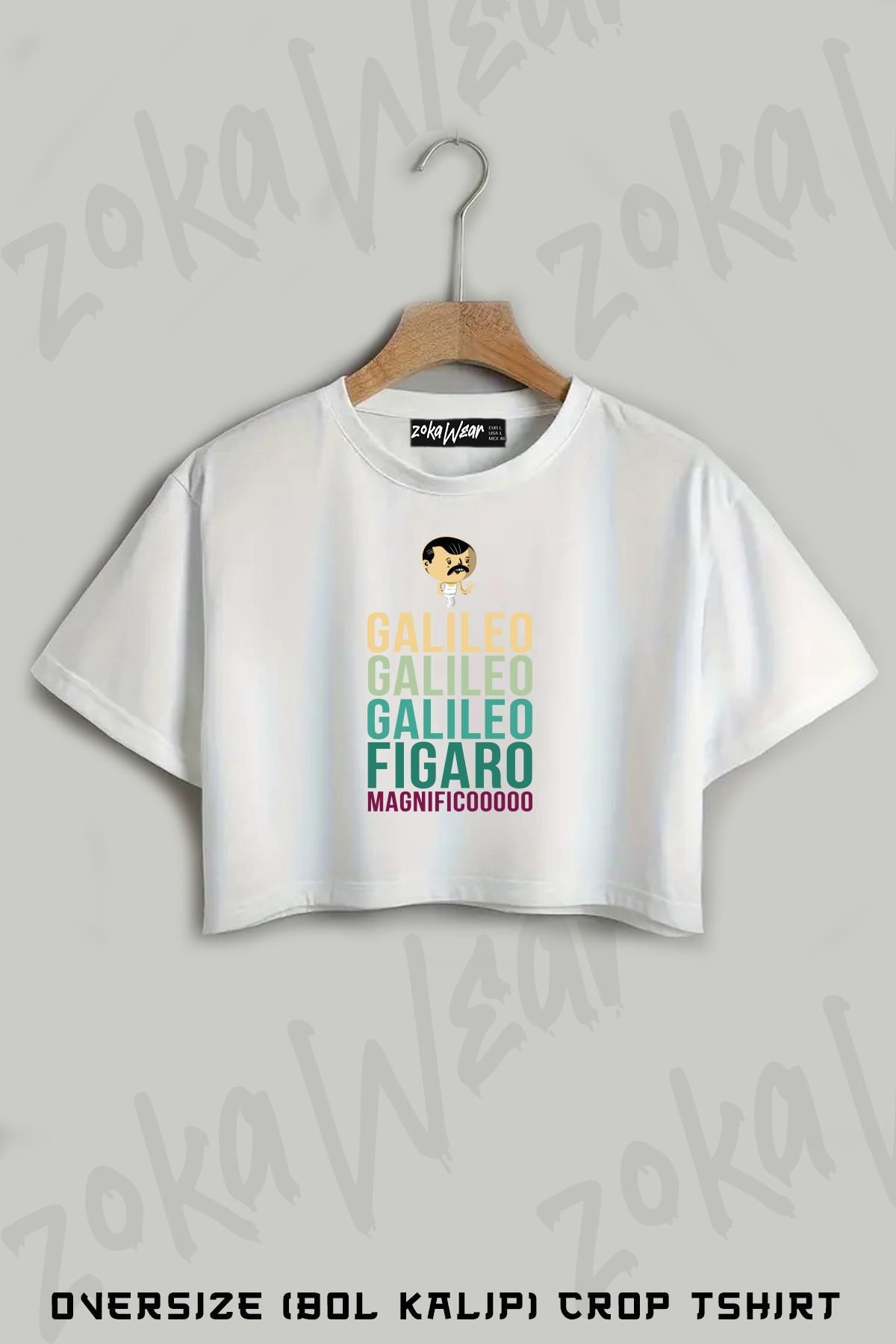 ZOKAWEAR Galileo Queen Freddie Baskılı Oversize Crop T-Shirt