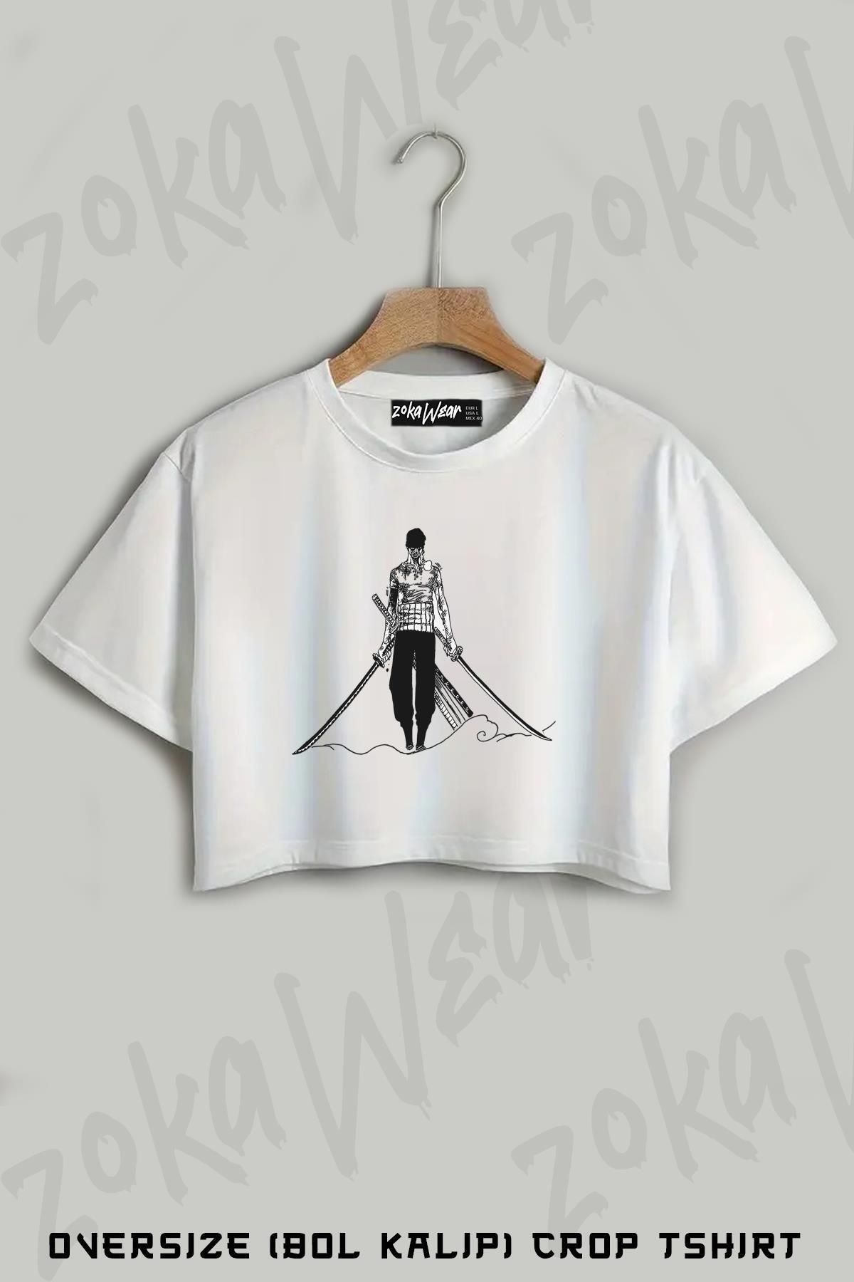 ZOKAWEAR Zoro from One Piece Baskılı Oversize Crop T-Shirt