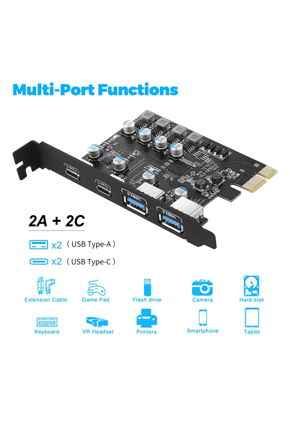 Choice-3a 1c Pcie Card Pci Express Card 2port Usba/ Usbc 5gbps Usb3.2 Gen1 Usb3.0 Pcie Card Expansion Add 2