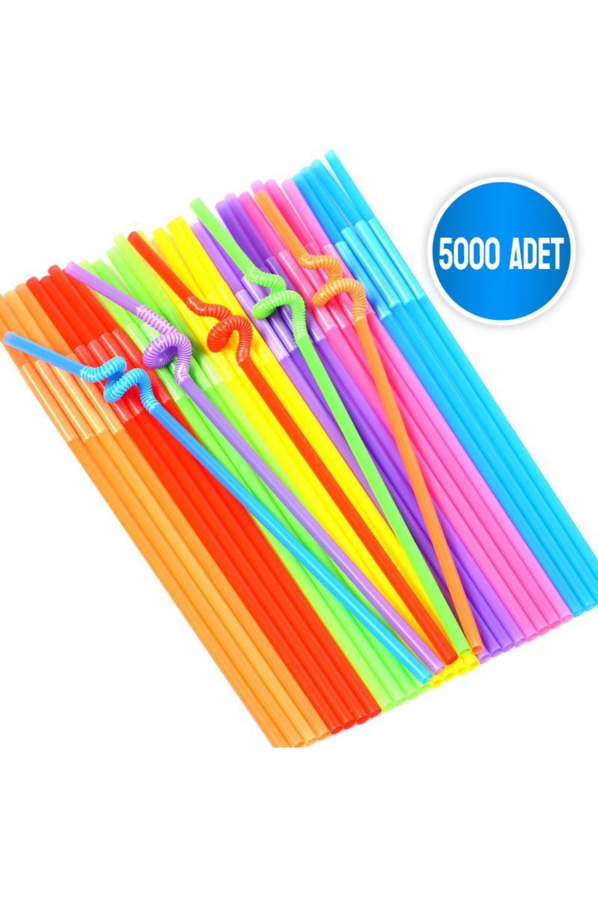 sinisgroupelektronik KOPYA - Tek Kullanımlık Renkli Körüklü Pipet Parti Kokteyl Artistik 5000 Adet/paket