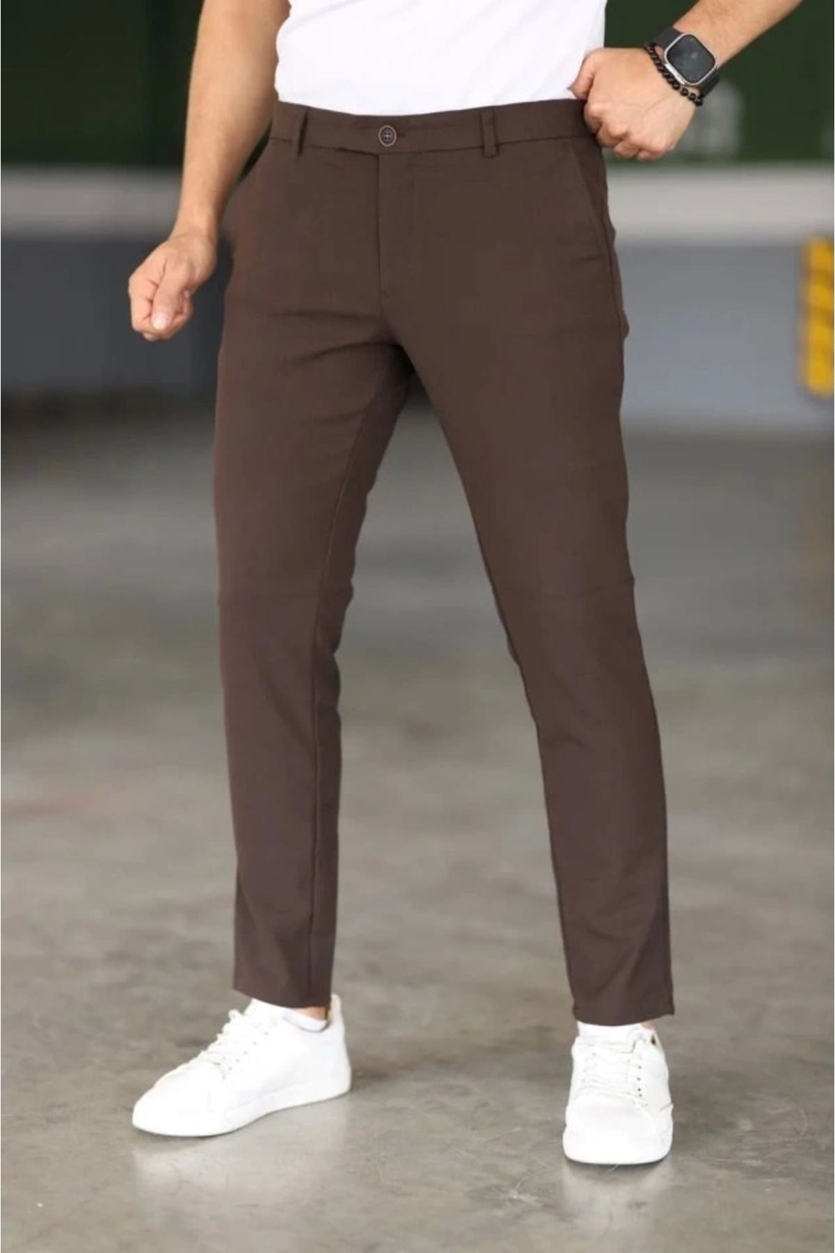 Butik Erkek Düz Kesim Bilek Boy Kumaş Pantolon