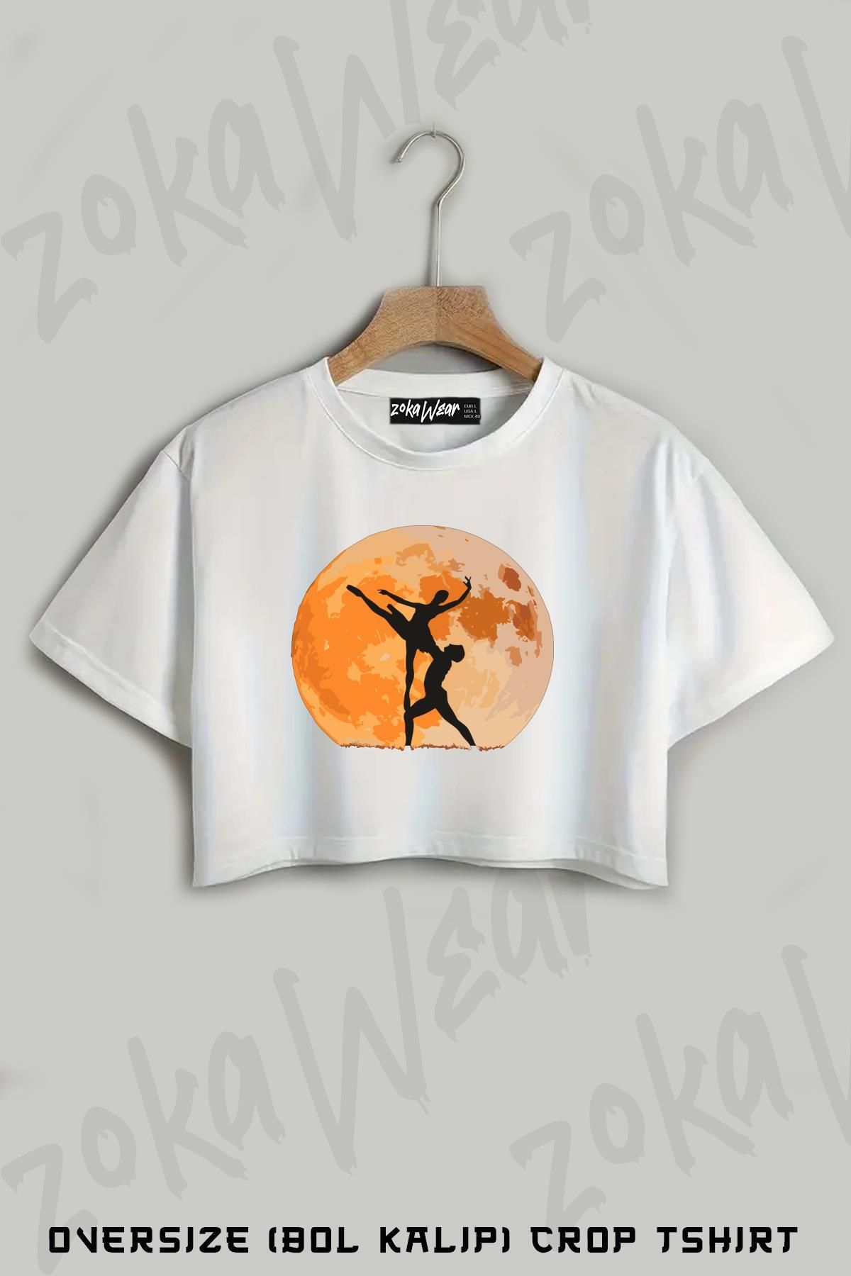 ZOKAWEAR Bale Baskılı Oversize Crop T-Shirt