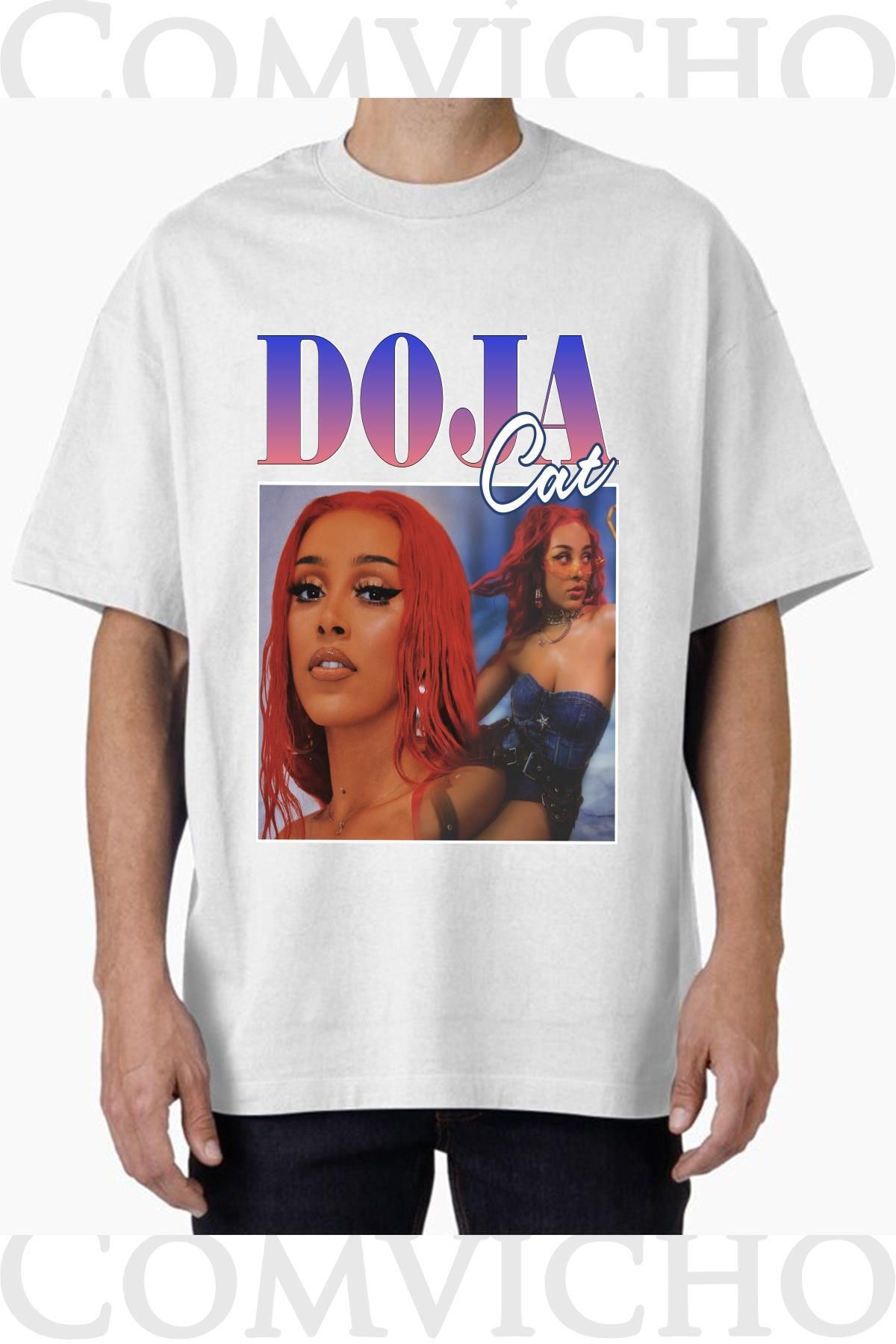 COMVİCHO Unisex doja cat v2 Tasarım Baskılı Oversize Tişört