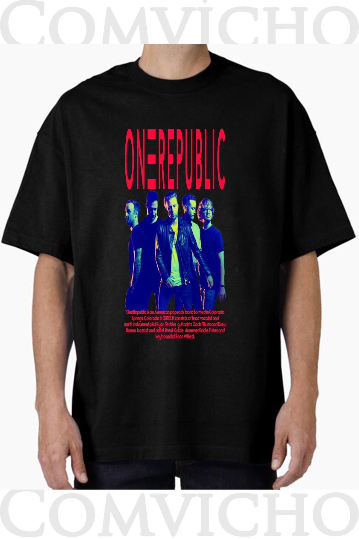 COMVİCHO Unisex one republıc v1 Tasarım Baskılı Oversize Tişört