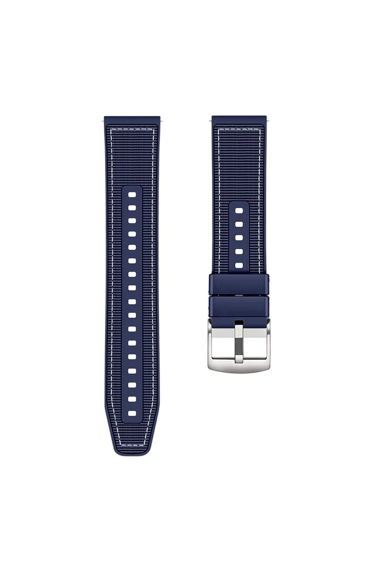 KılıfShop Amazfit Active Kordon Kayış Dikiş Desenli Silikon KRD102 LMS 20/dds Lacivert