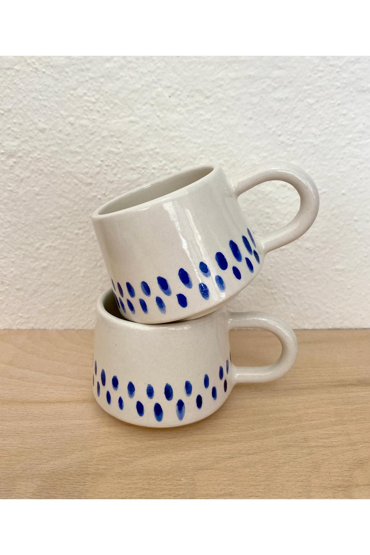 Herdess Seramik Dot&Line Kupa Seti 2'li / El Yapımı Seramik