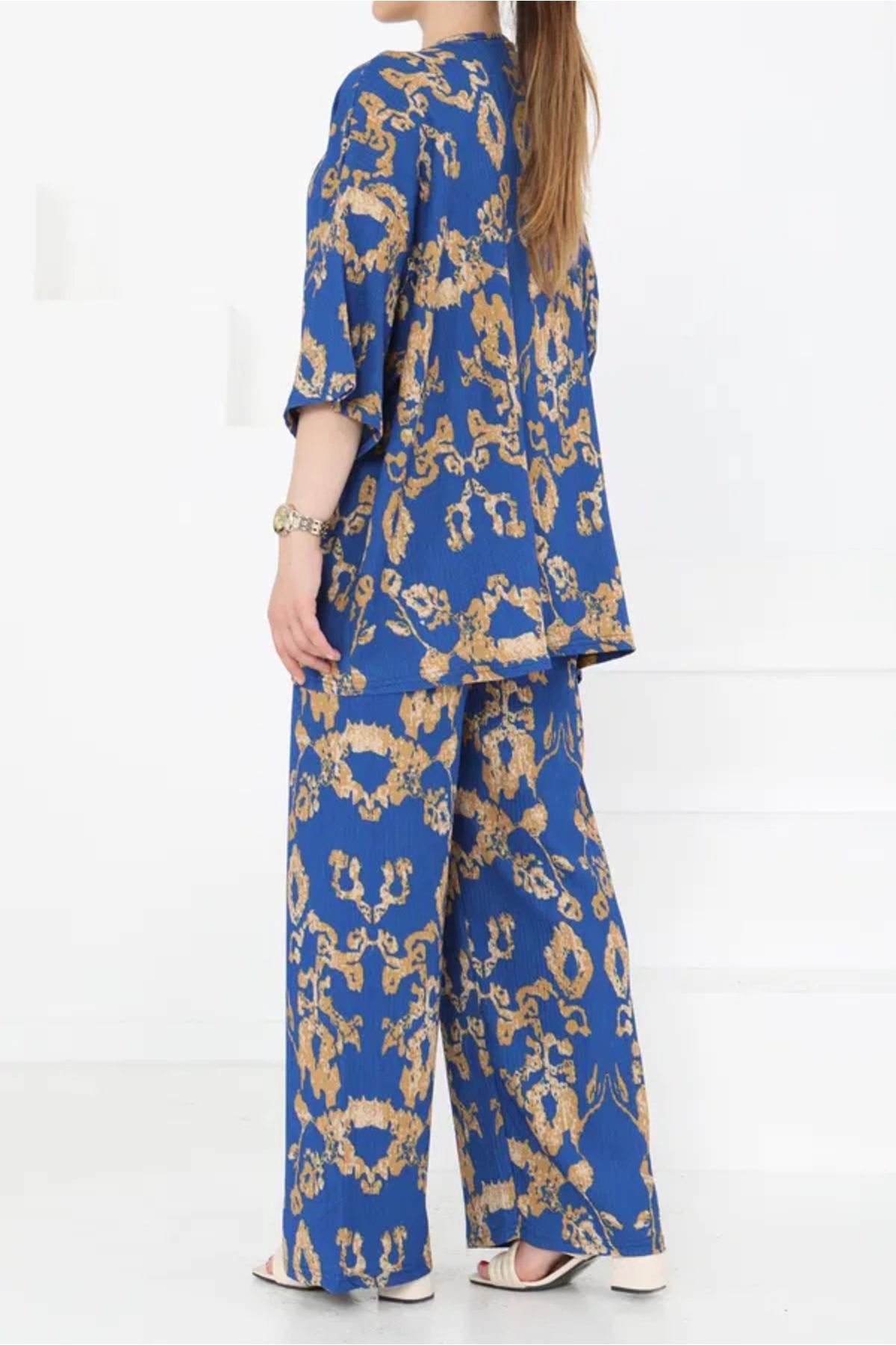Butik Desenli Kimono Takım