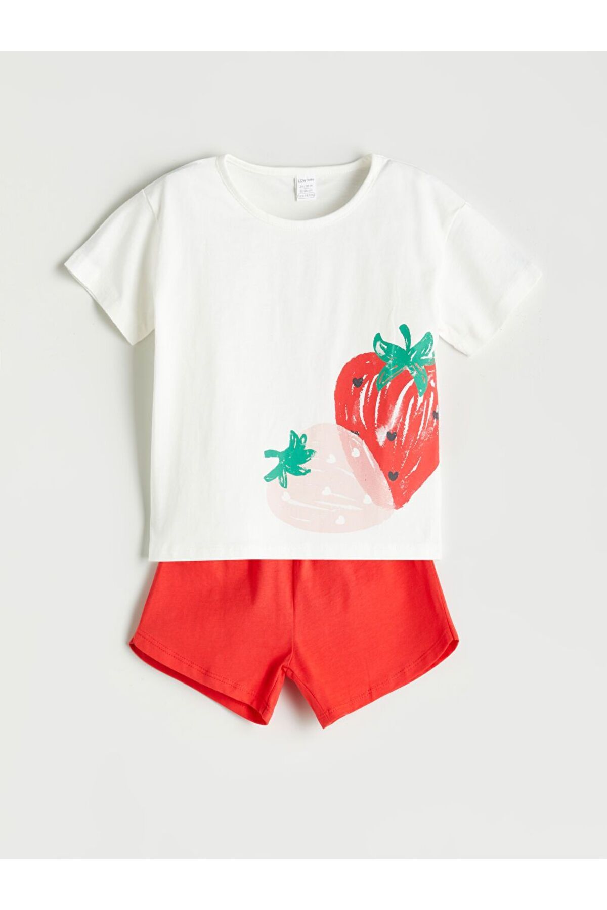 LC Waikiki LCW baby Çilek Baskılı Kız Bebek Tişört ve Şort 2'li