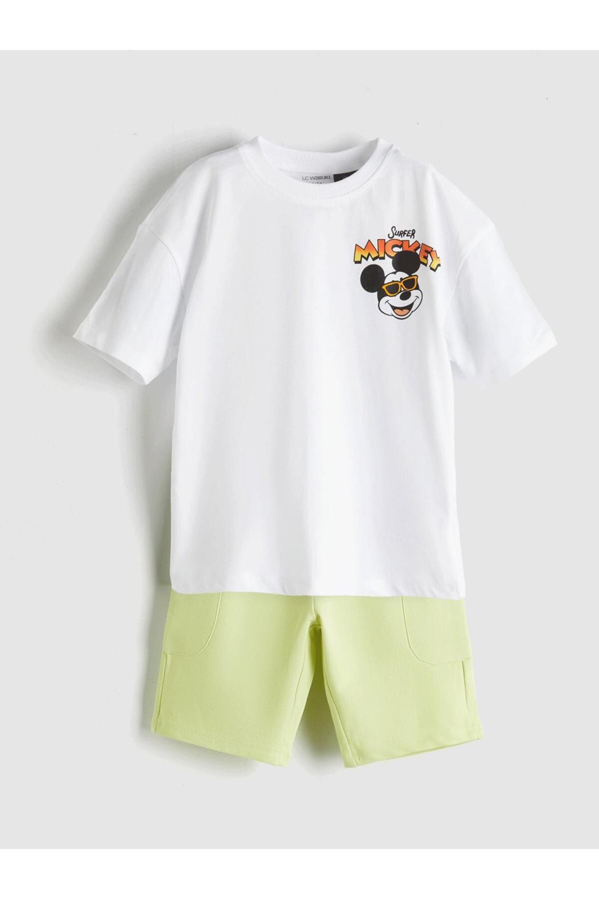 LC Waikiki Yeni Sezon Mickey Mouse Baskili Erkek Cocuk Tisort ve Sort 2'li - S5G030Z1