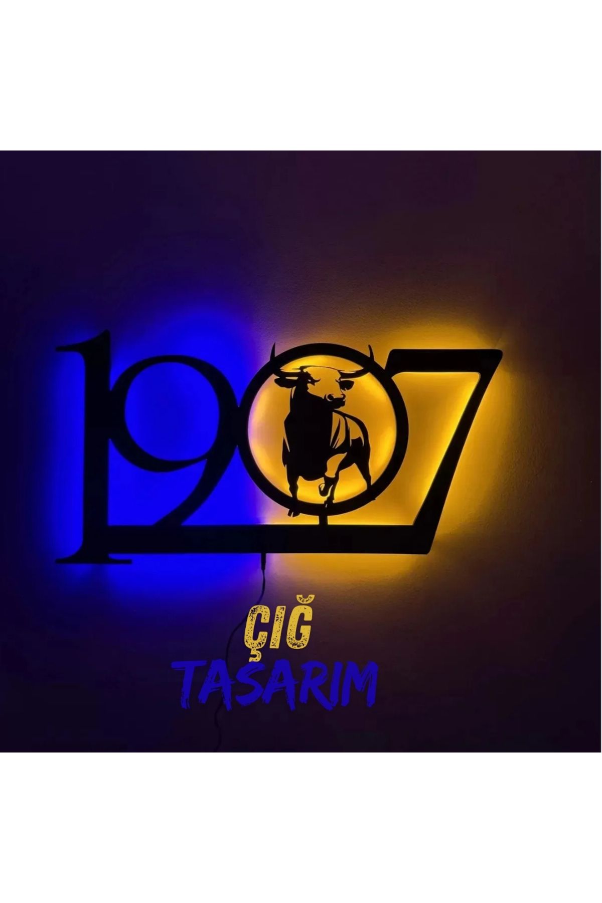 Çığ Tasarım 1907 Taraftar Tablosu Hediyelik Duvar Süsü Işıklı 1907 Tablo 1907 Duvar Dekor Tablosu